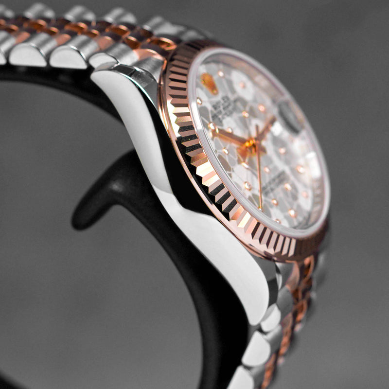 DATEJUST 31MM TWOTONE ROSEGOLD SILVER FLORAL DIAMOND (2023)