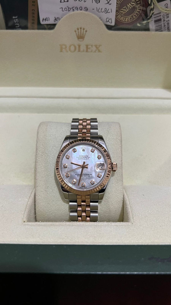 DATEJUST 31MM TWOTONE ROSEGOLD MOP DIAMOND DIAL (2010)
