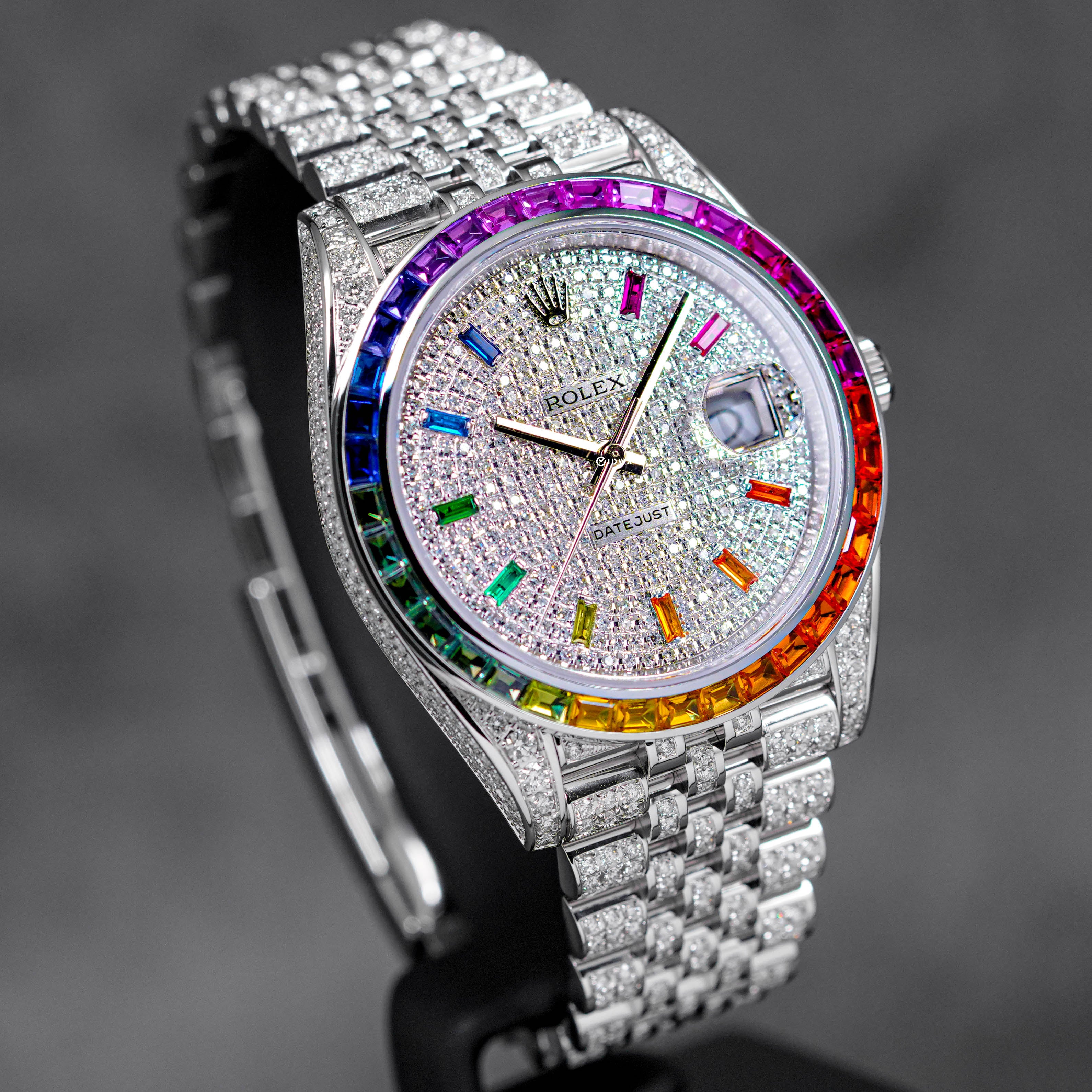 DATEJUST 41MM CUSTOM RAINBOW BEZEL DIAMOND PAVED DIAL JUBILEE (2023)