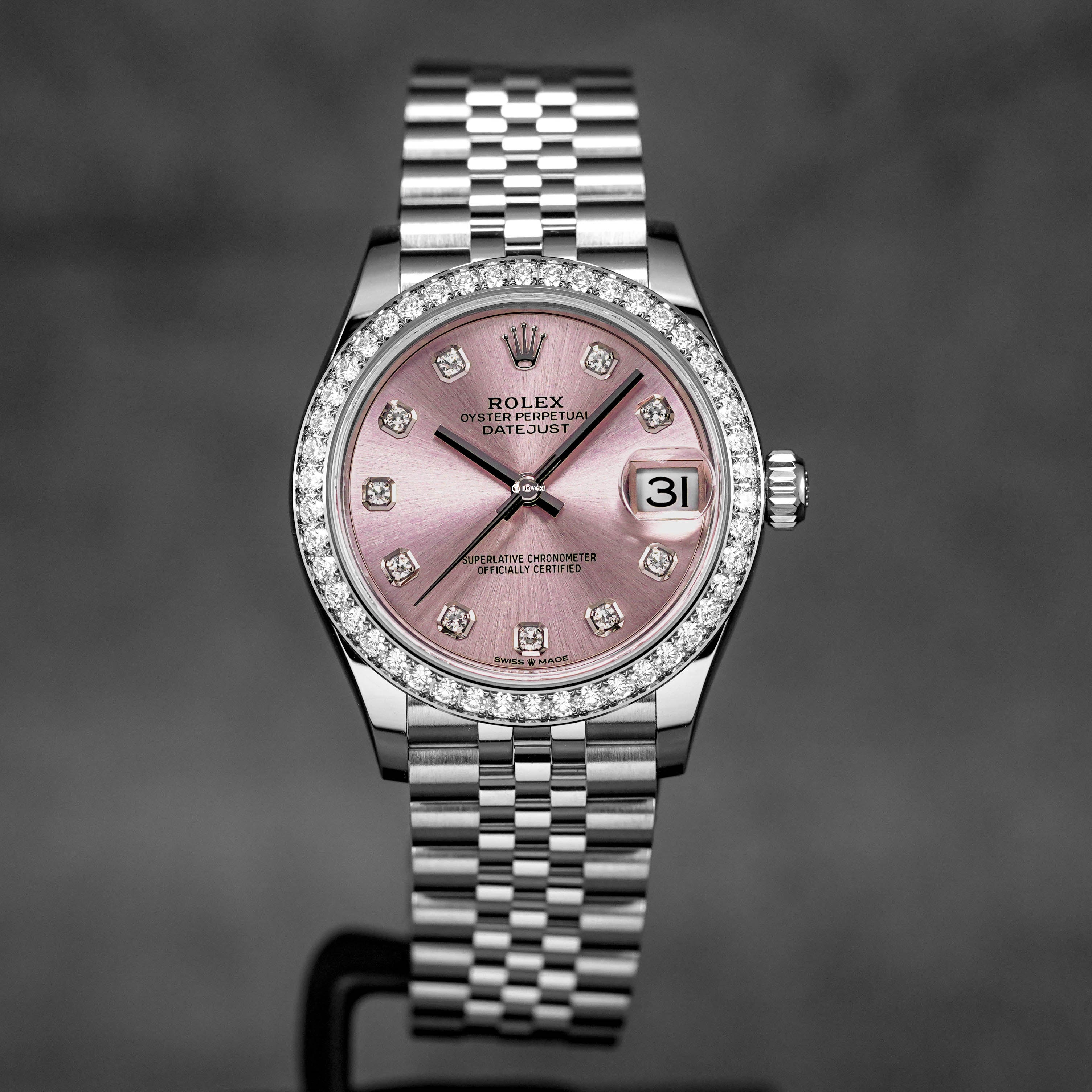 ROLEX DATEJUST 31MM PINK DIAMOND DIAL DIAMOND BEZEL (2024) IDWX