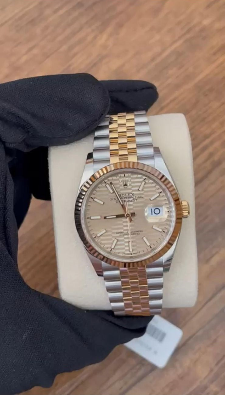 DATEJUST 36MM TWOTONE YELLOWGOLD CHAMPAGNE FLUTED DIAL (2022)