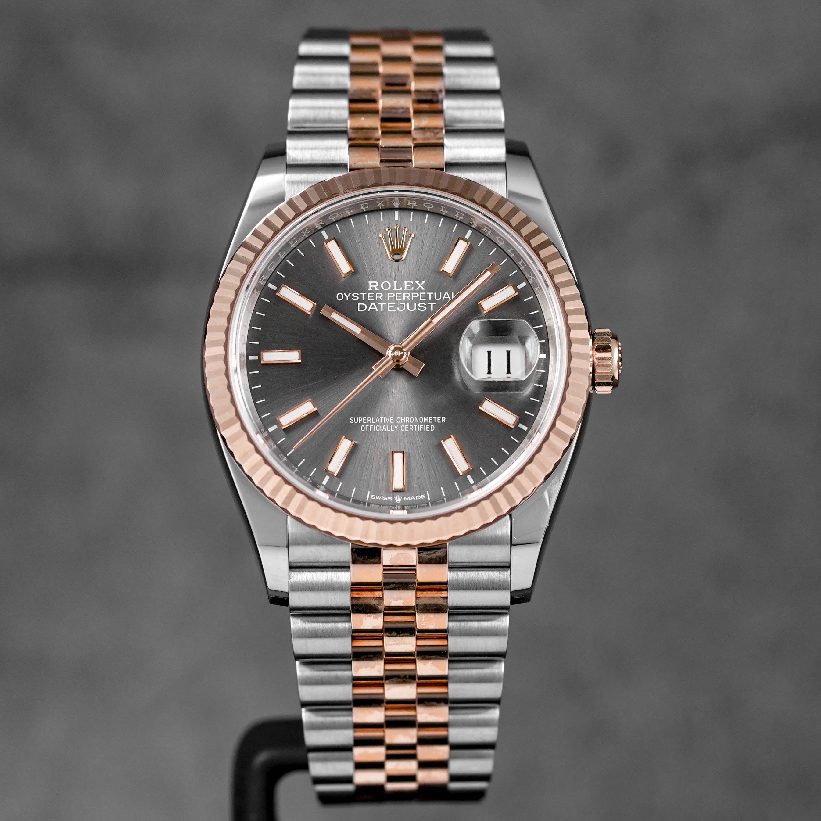ROLEX DATEJUST 36MM TWOTONE ROSEGOLD RHODIUM DIAL (2023) IDWX