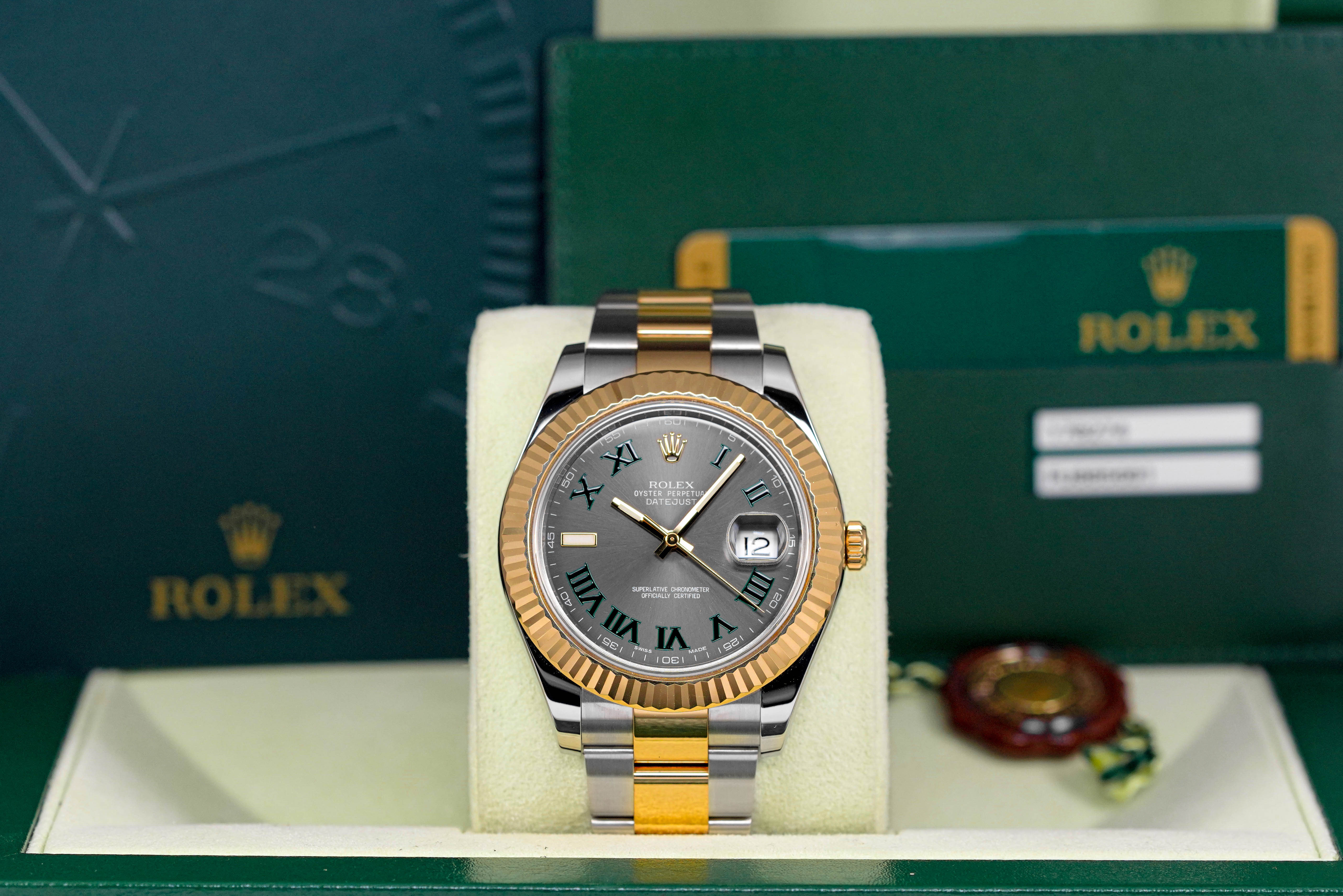 ROLEX DATEJUST II TWOTONE YELLOWGOLD WIMBLEDON DIAL 2010 IDWX