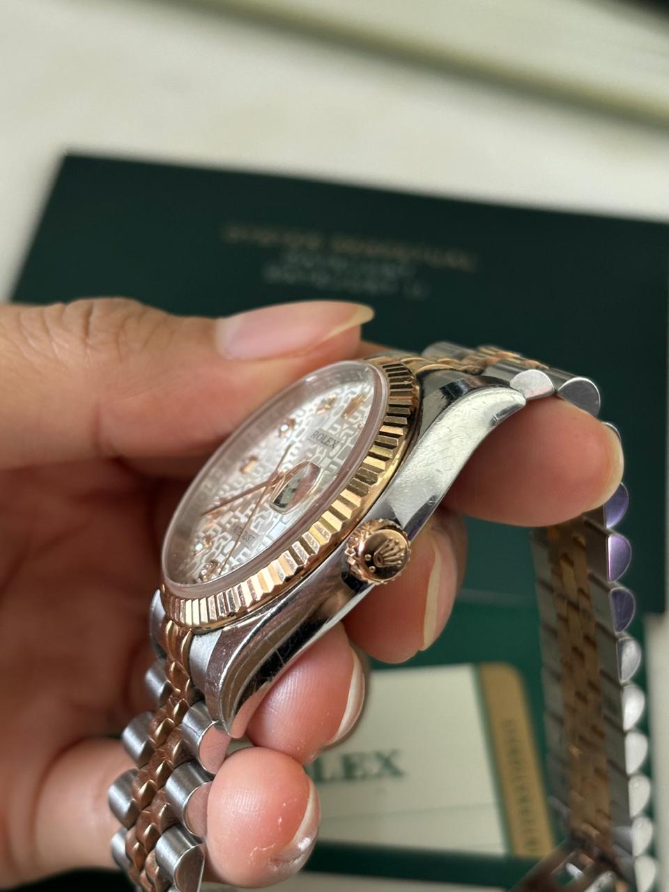 DATEJUST 36MM TWOTONE ROSEGOLD SILVER COMPUTERIZED DIAMOND DIAL (2013)