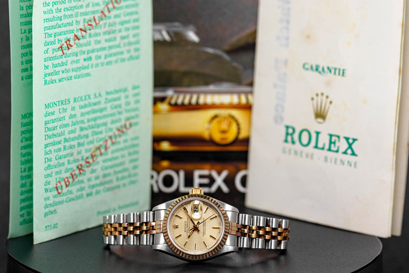 DATEJUST 26MM TWOTONE YELLOWGOLD CHAMPAGNE TAPESTRY DIAL (CIRCA 1984)