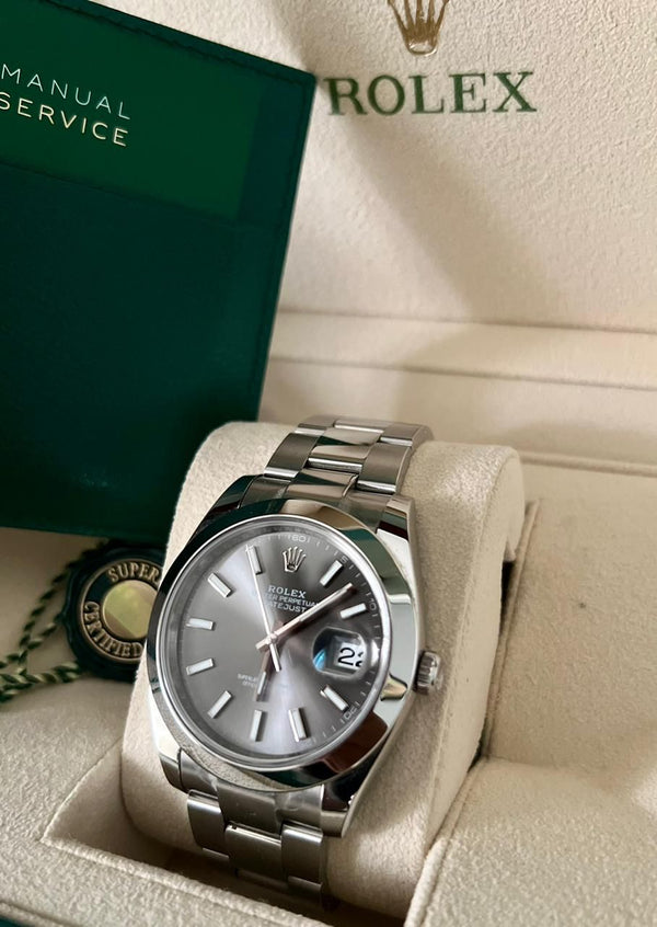 DATEJUST 41MM RHODIUM DIAL DOMED BEZEL OYSTER (2023)