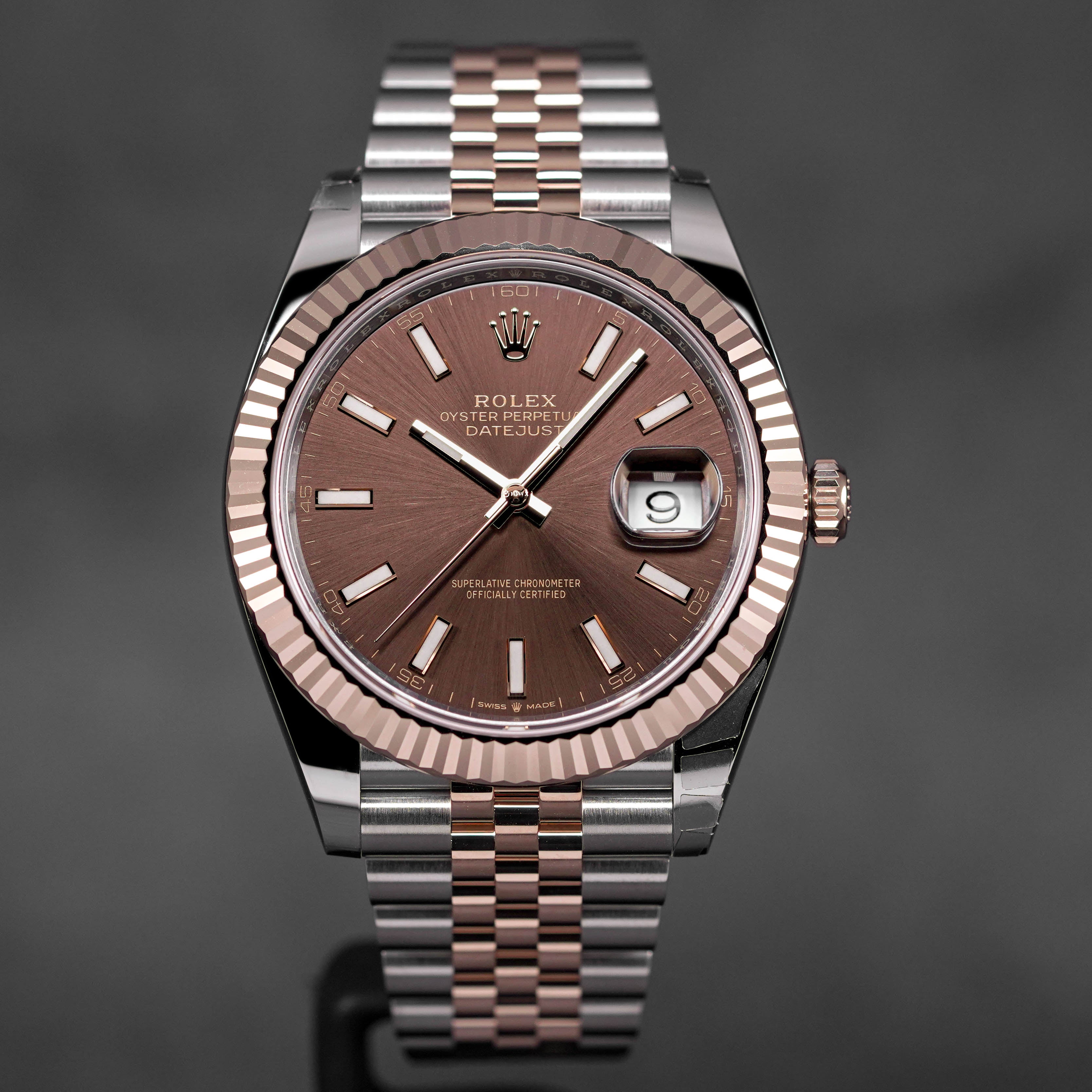ROLEX DATEJUST 41MM TWOTONE ROSEGOLD CHOCO DIAL (2023) IDWX