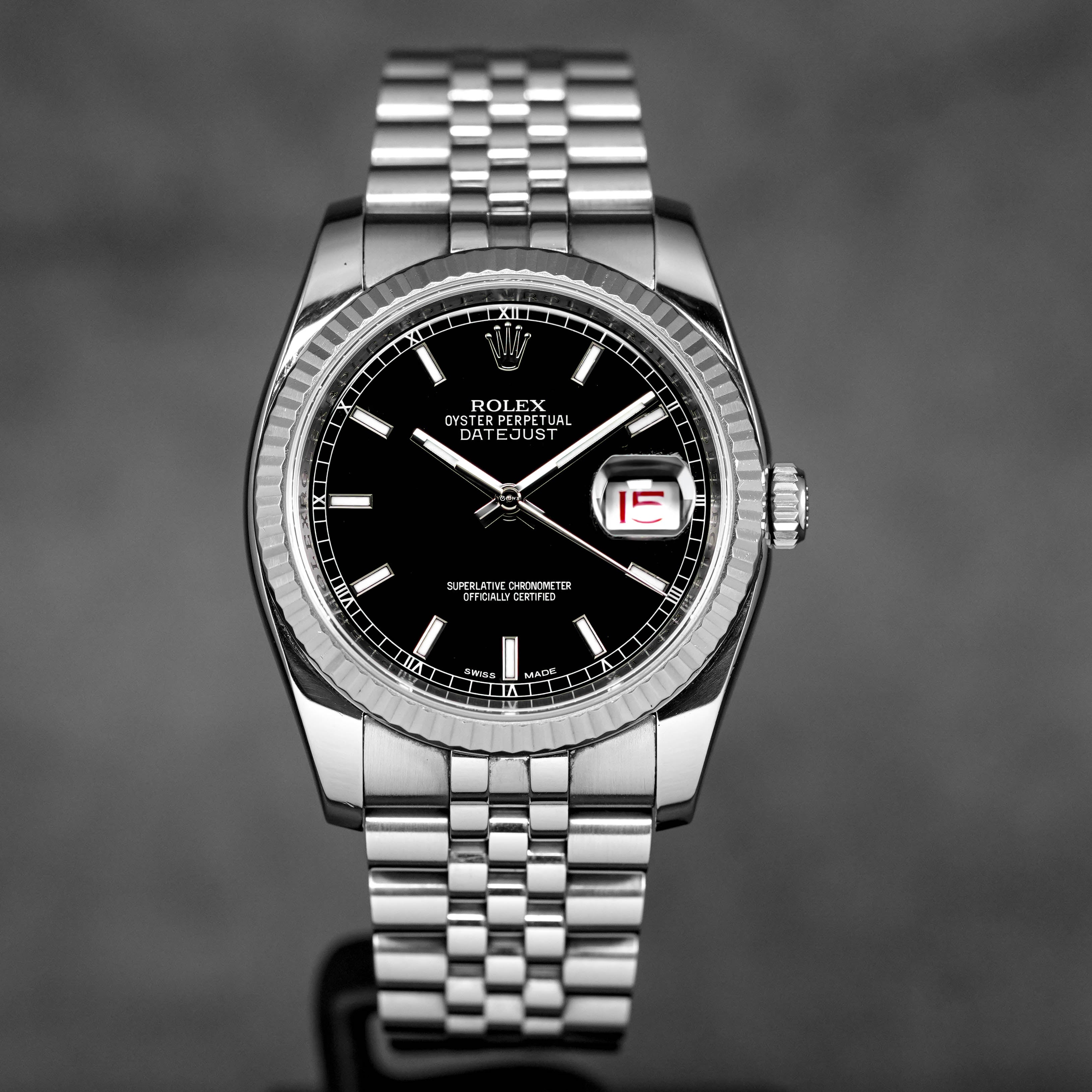 ROLEX DATEJUST 36MM ROULETTE DATE WHEEL BLACK DIAL (2016) IDWX