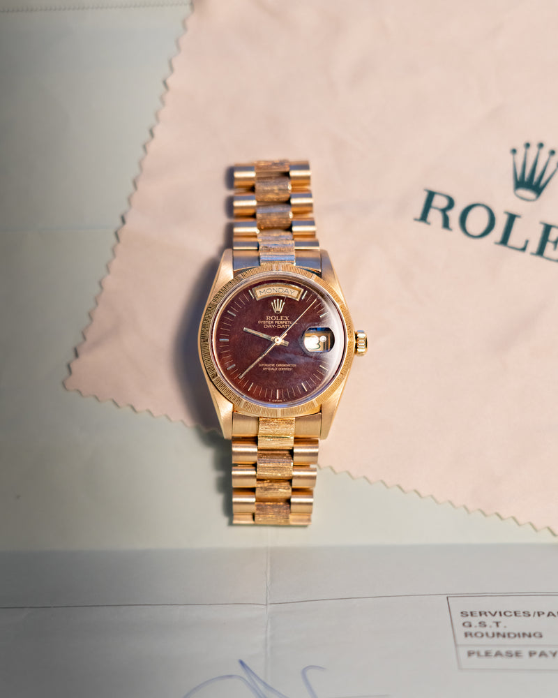 DAYDATE 36MM 18078 VINTAGE BURL WALNUT WOOD DIAL (WATCH ONLY)
