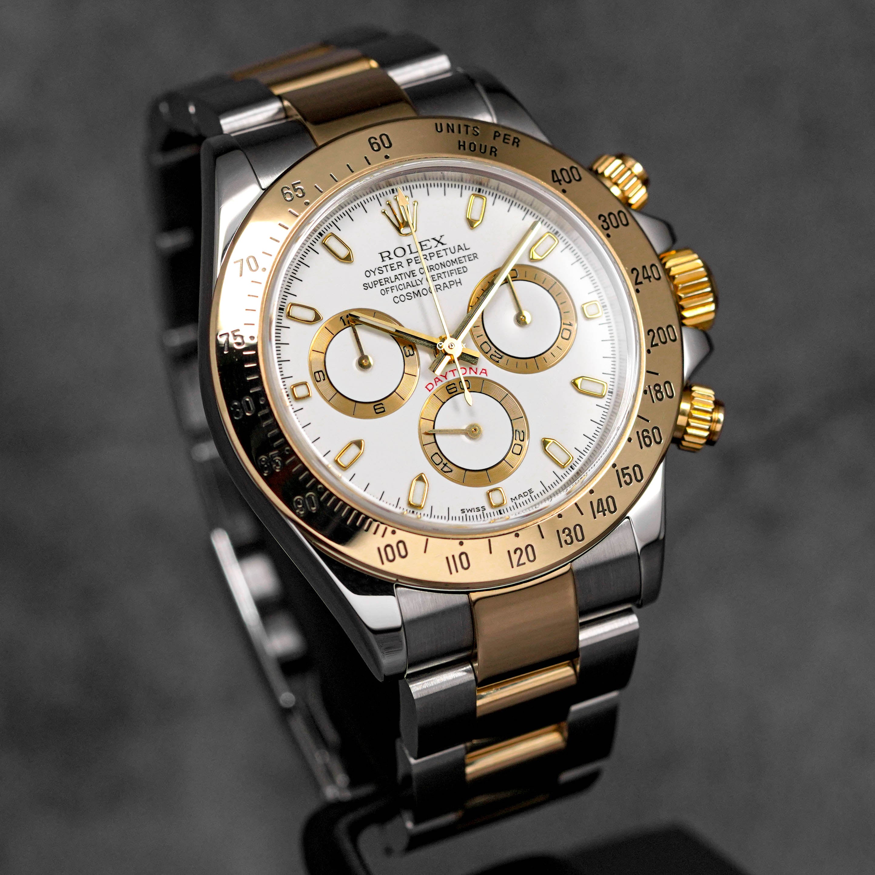 ROLEX DAYTONA TWOTONE YELLOWGOLD WHITE DIAL 'K-SERIES