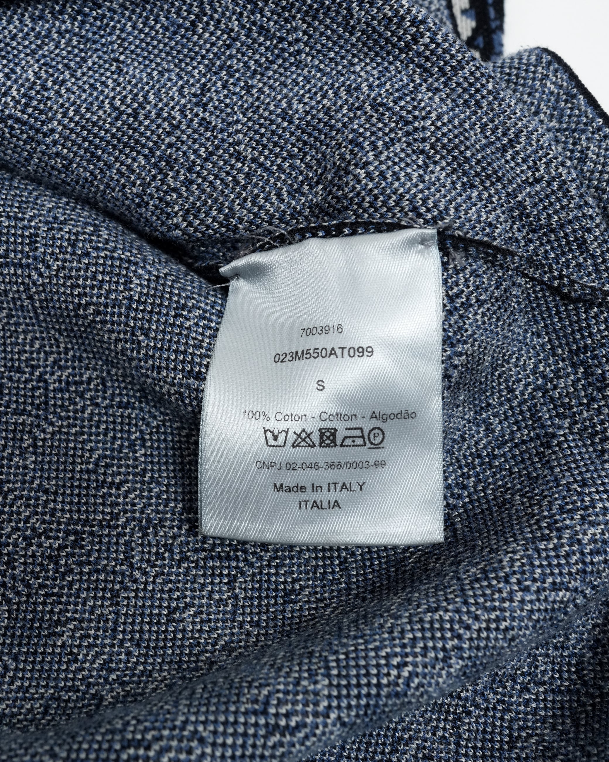 NAVY & CREAM OBLIQUE MONOGRAM KNIT SHIRT