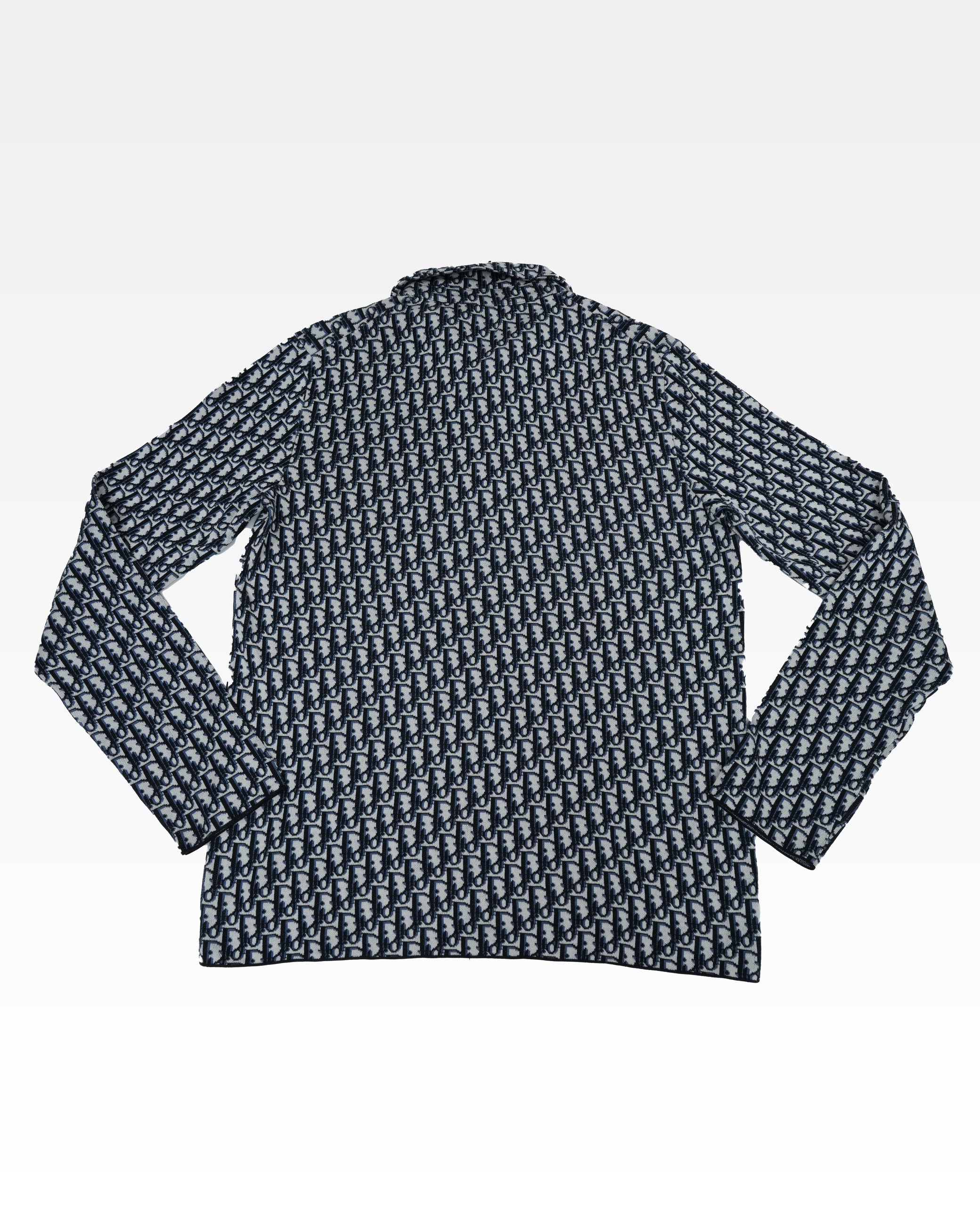NAVY & CREAM OBLIQUE MONOGRAM KNIT SHIRT