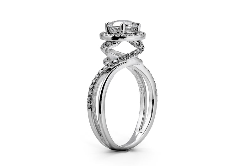 Round Twisted Halo Ring