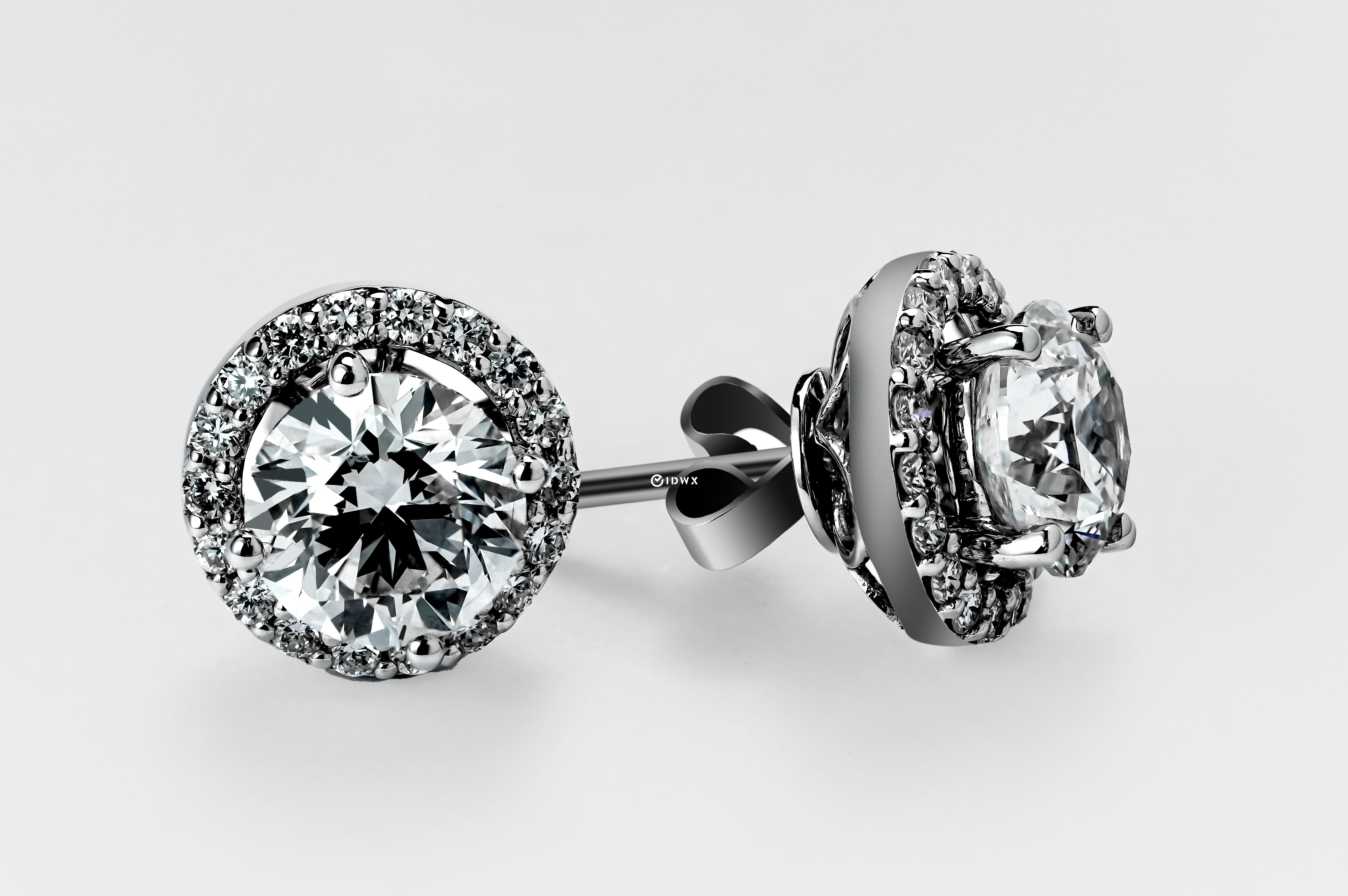 1.5CT ROUND BRILLIANT HALO STUD EARRINGS