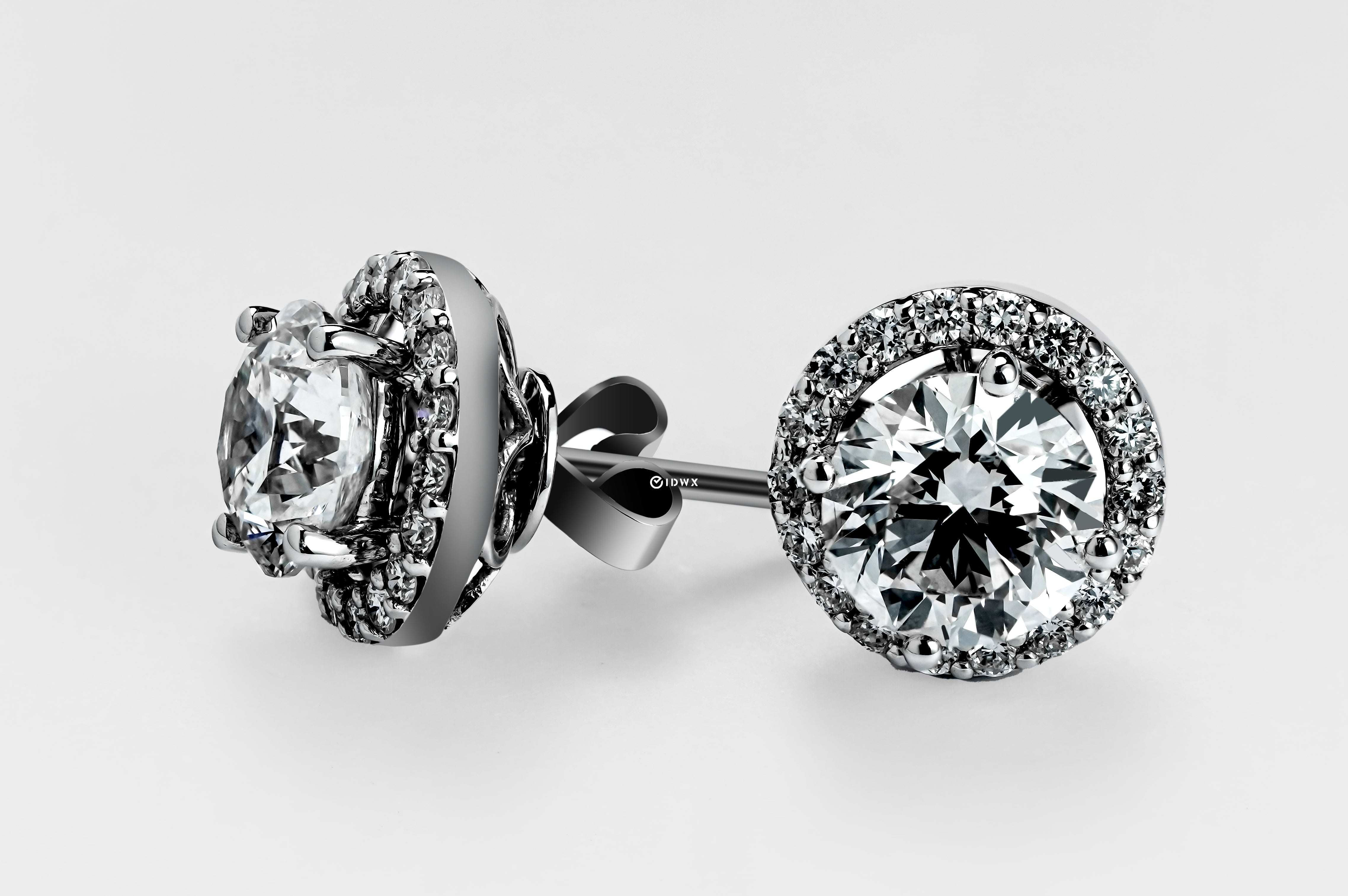 1.5CT ROUND BRILLIANT HALO STUD EARRINGS