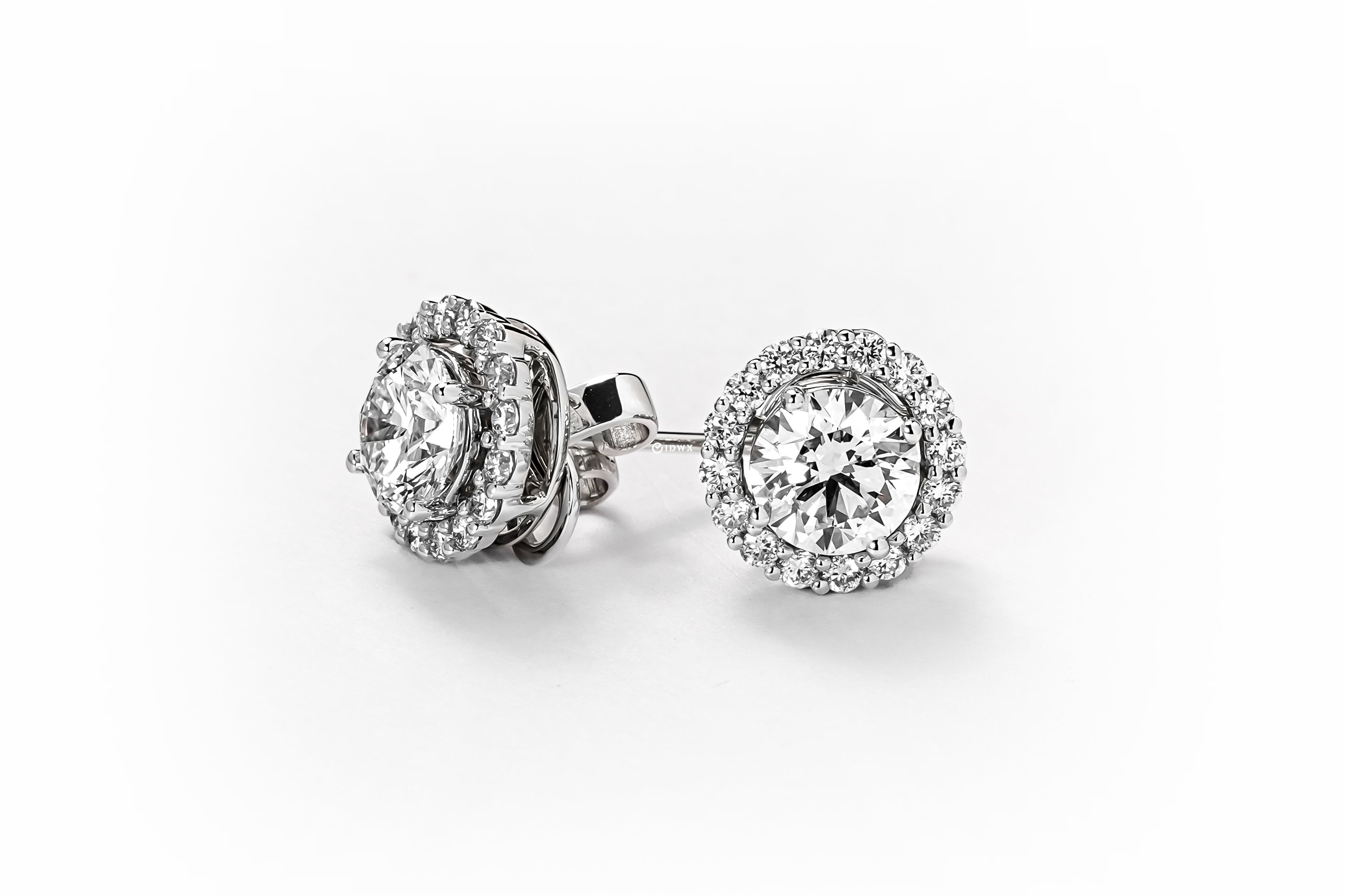 1CT ROUND BRILLIANT HALO STUD EARRINGS