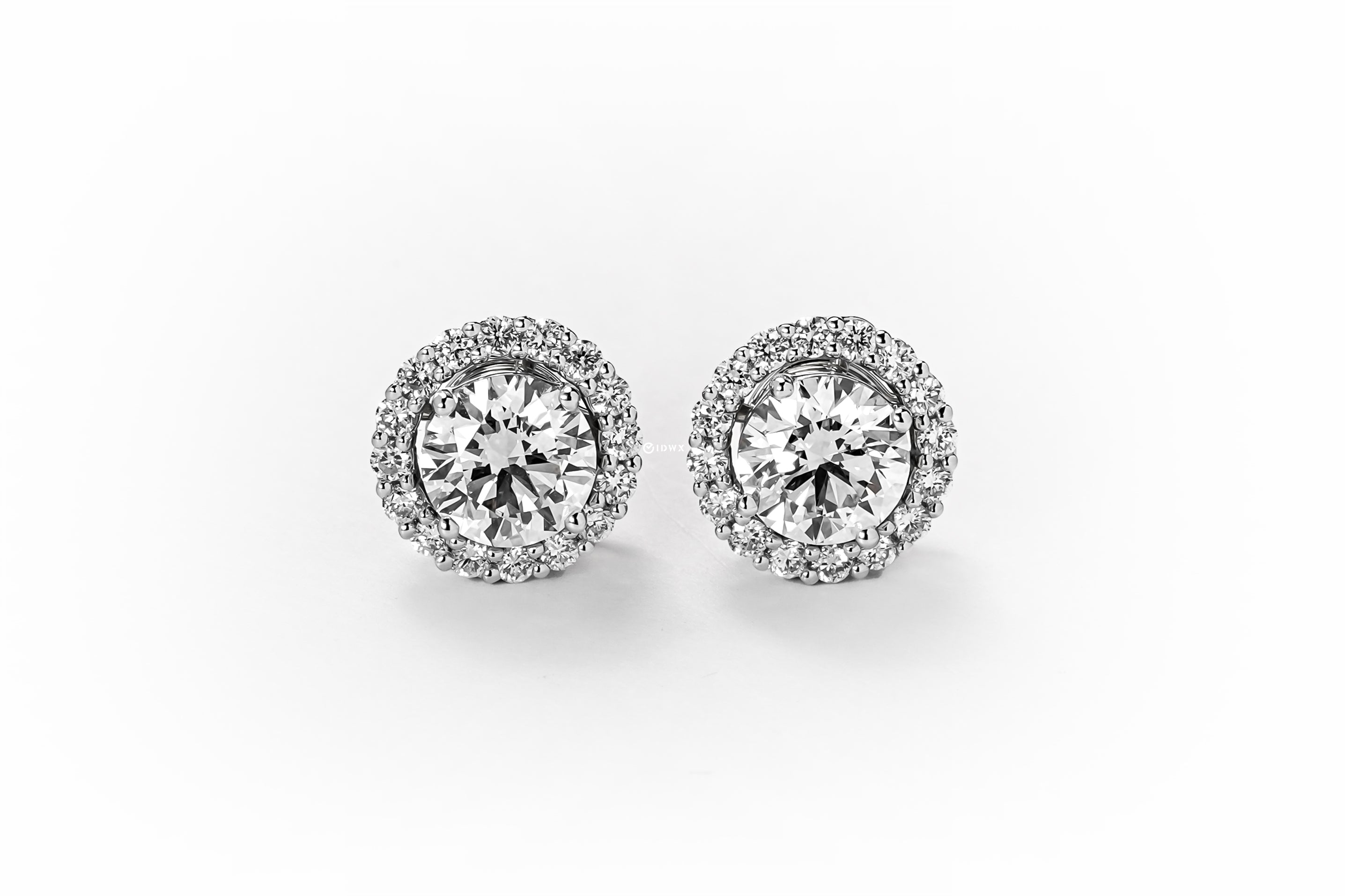 1CT ROUND BRILLIANT HALO STUD EARRINGS