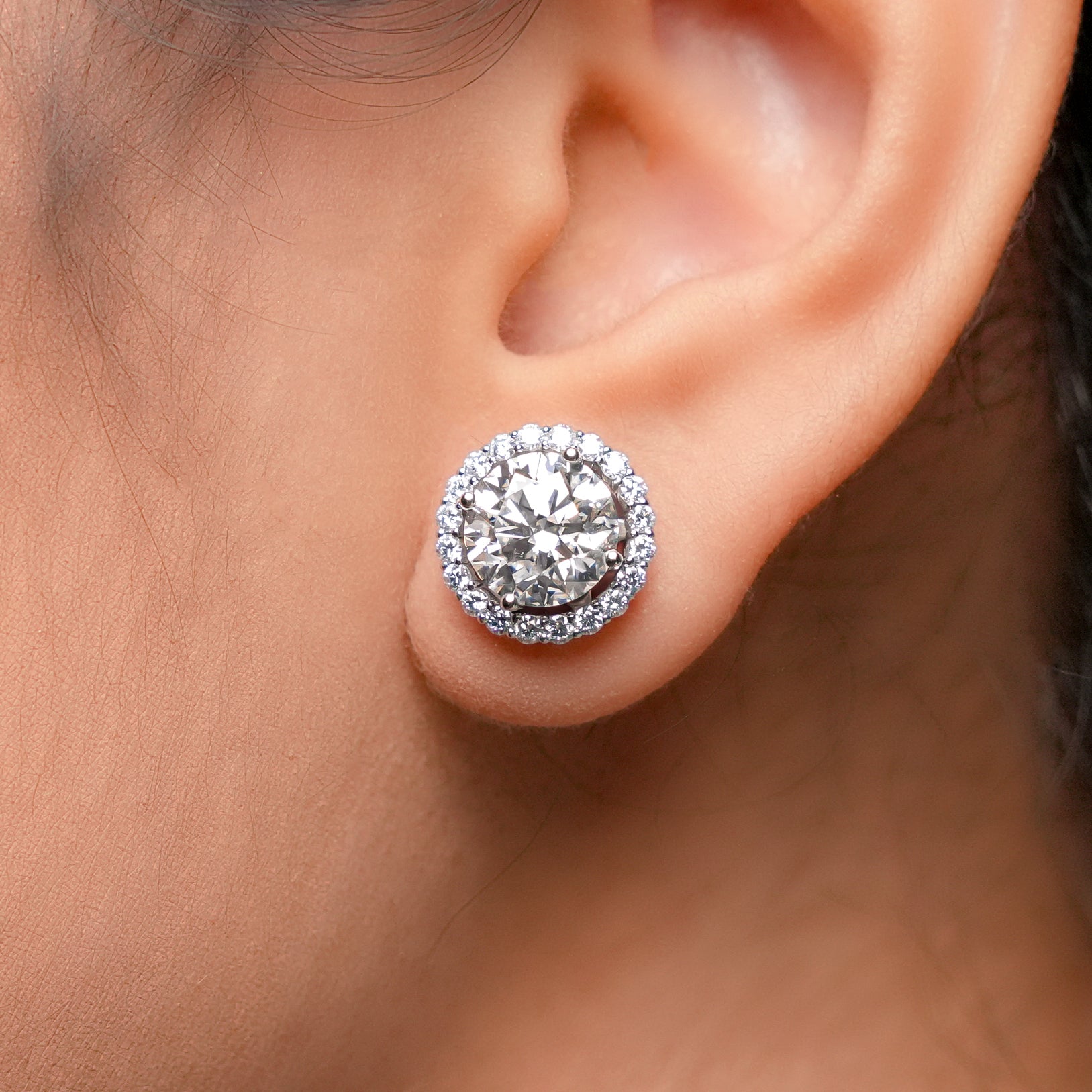 Round Halo Earrings