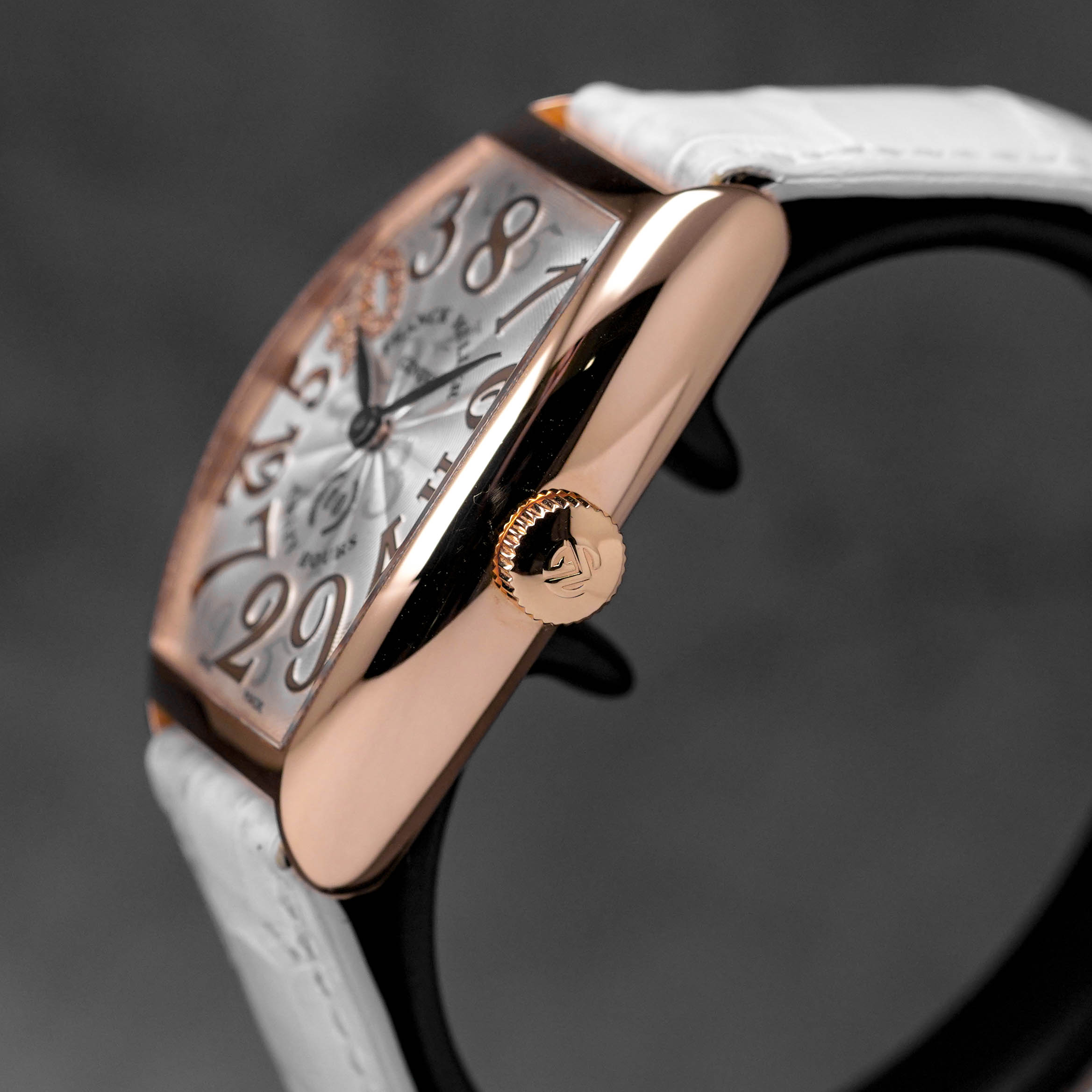 MASTER OF COMPLICATIONS CRAZY HOURS ROSEGOLD DIAMOND 10TH ANNIVERSARY WHITE LEATHER STRAP LIMITED EDITION (UNDATED)