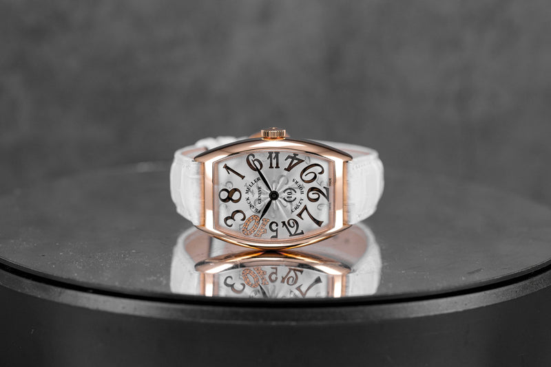MASTER OF COMPLICATIONS CRAZY HOURS ROSEGOLD DIAMOND 10TH ANNIVERSARY WHITE LEATHER STRAP LIMITED EDITION (UNDATED)