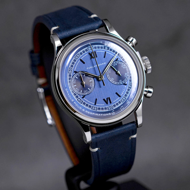 CHRONOGRAPH 38MM BLUE DIAL LEATHER STRAP (2022)