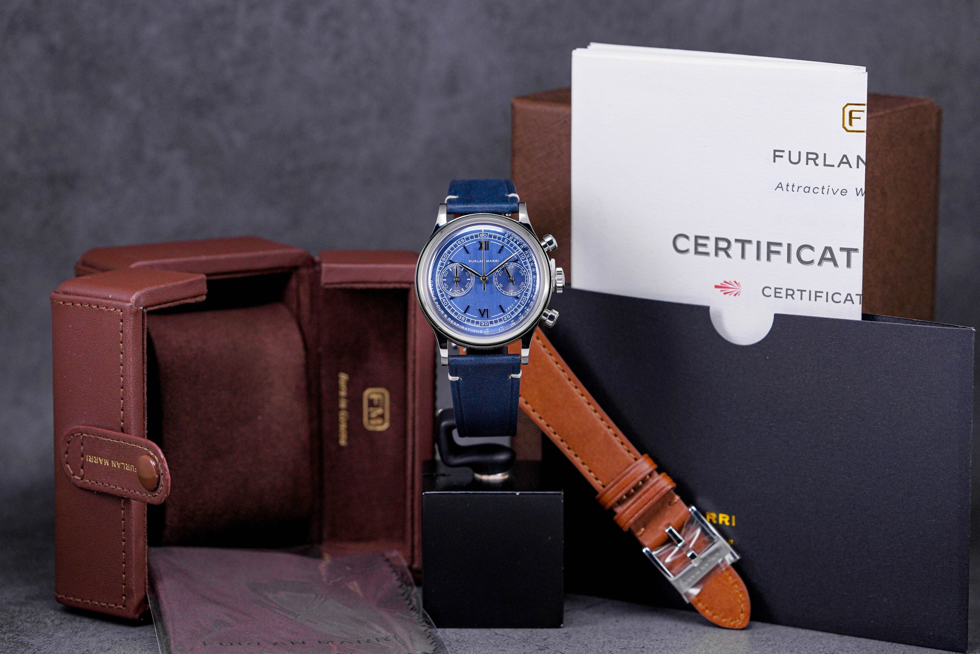 CHRONOGRAPH 38MM BLUE DIAL LEATHER STRAP (2022)