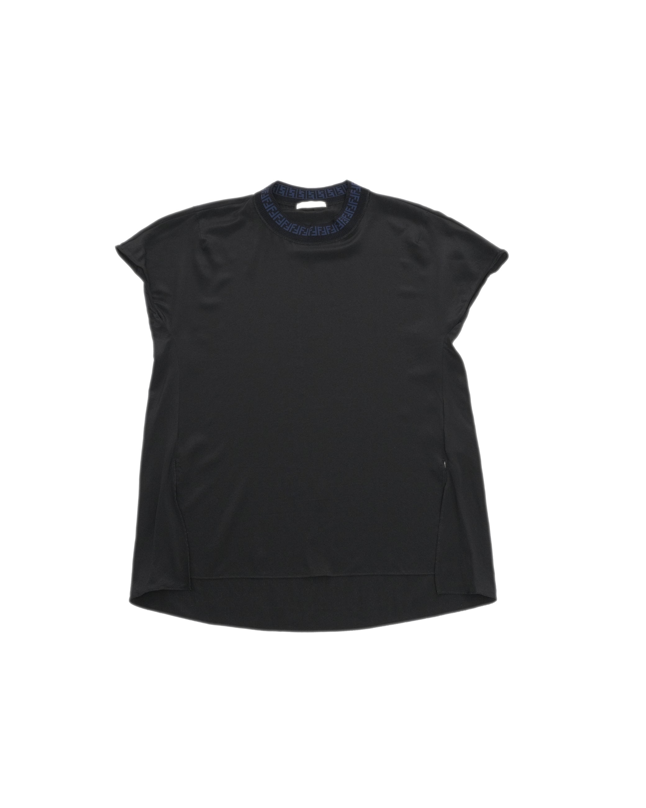 Fendi Silk Blouse Black x Blue