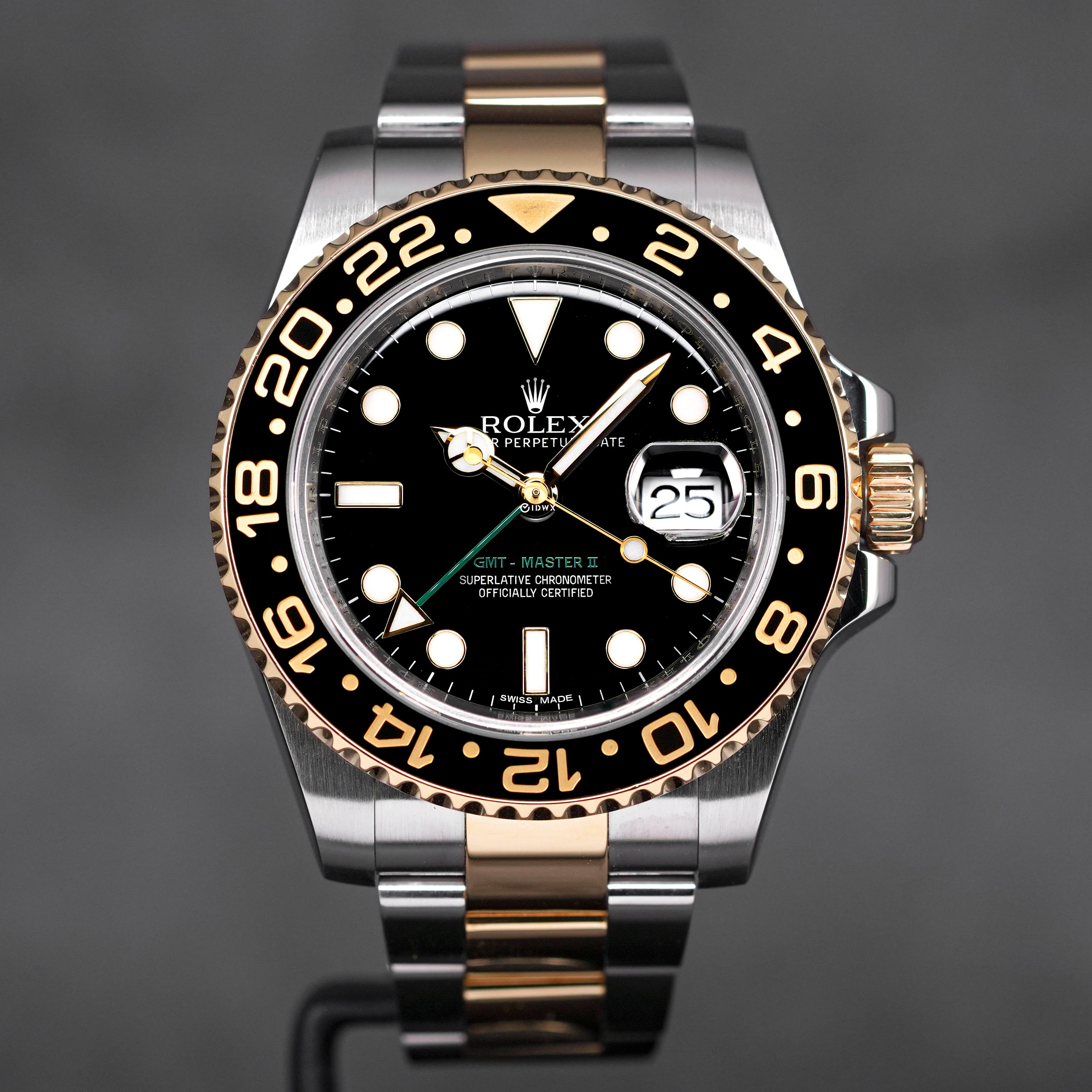 ROLEX GMT MASTER-II TWOTONE YELLOWGOLD BLACK DIAL (2010) IDWX