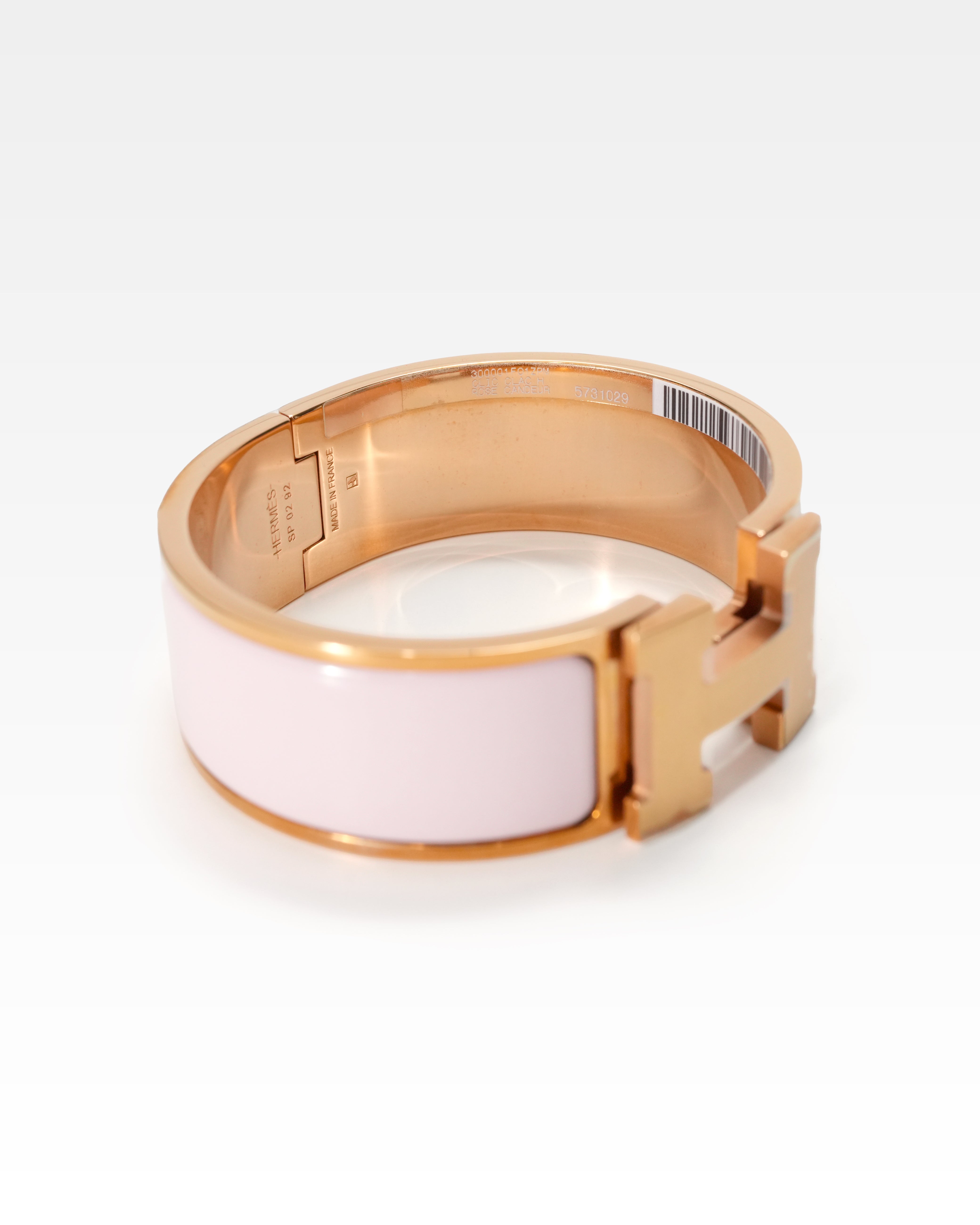 HERMÈS CLIC-CLAC H PM WIDE BANGLE BRACELET - ROSE CANDEUR - IDWX