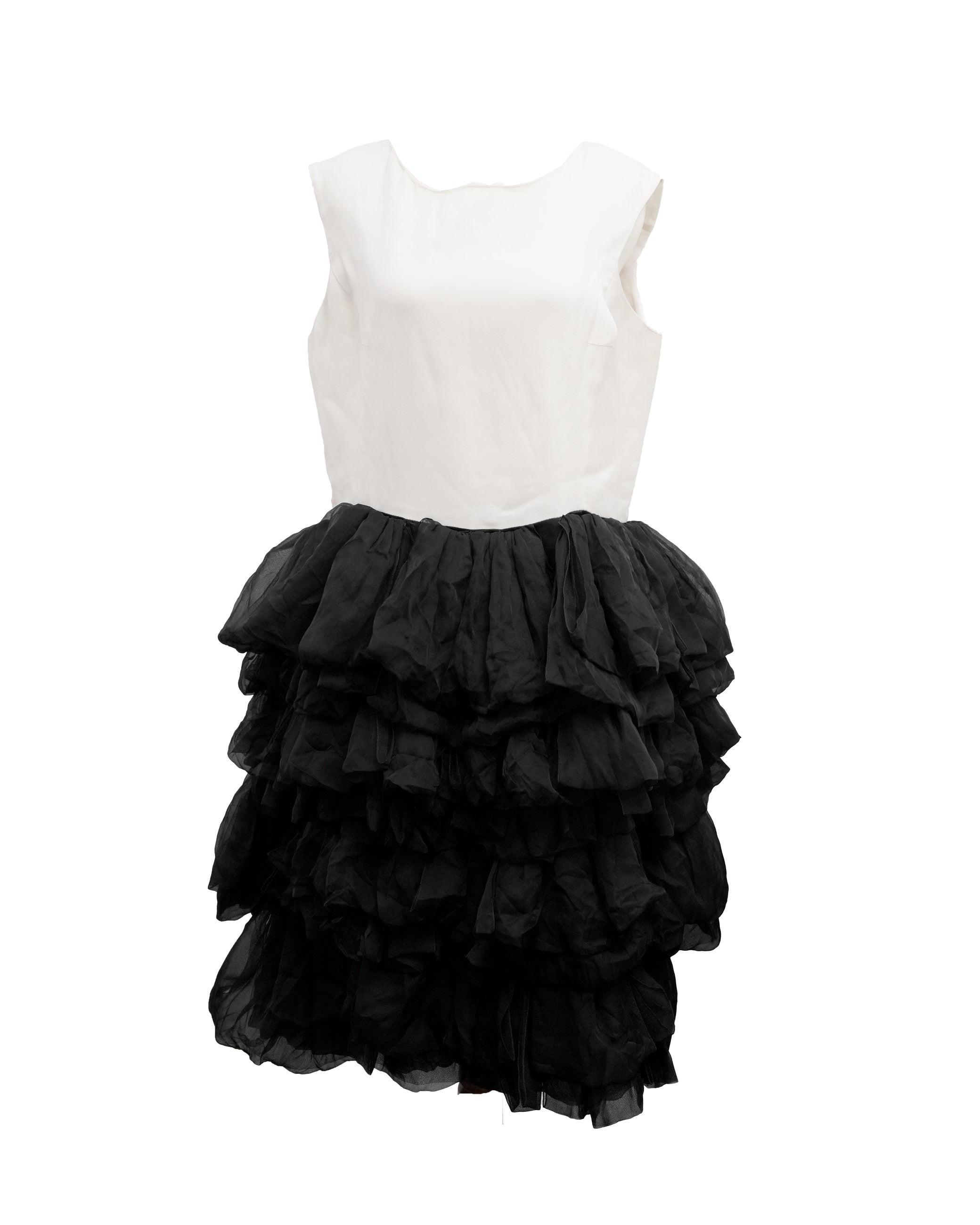 WHITE X BLACK RUFFLE DRESS