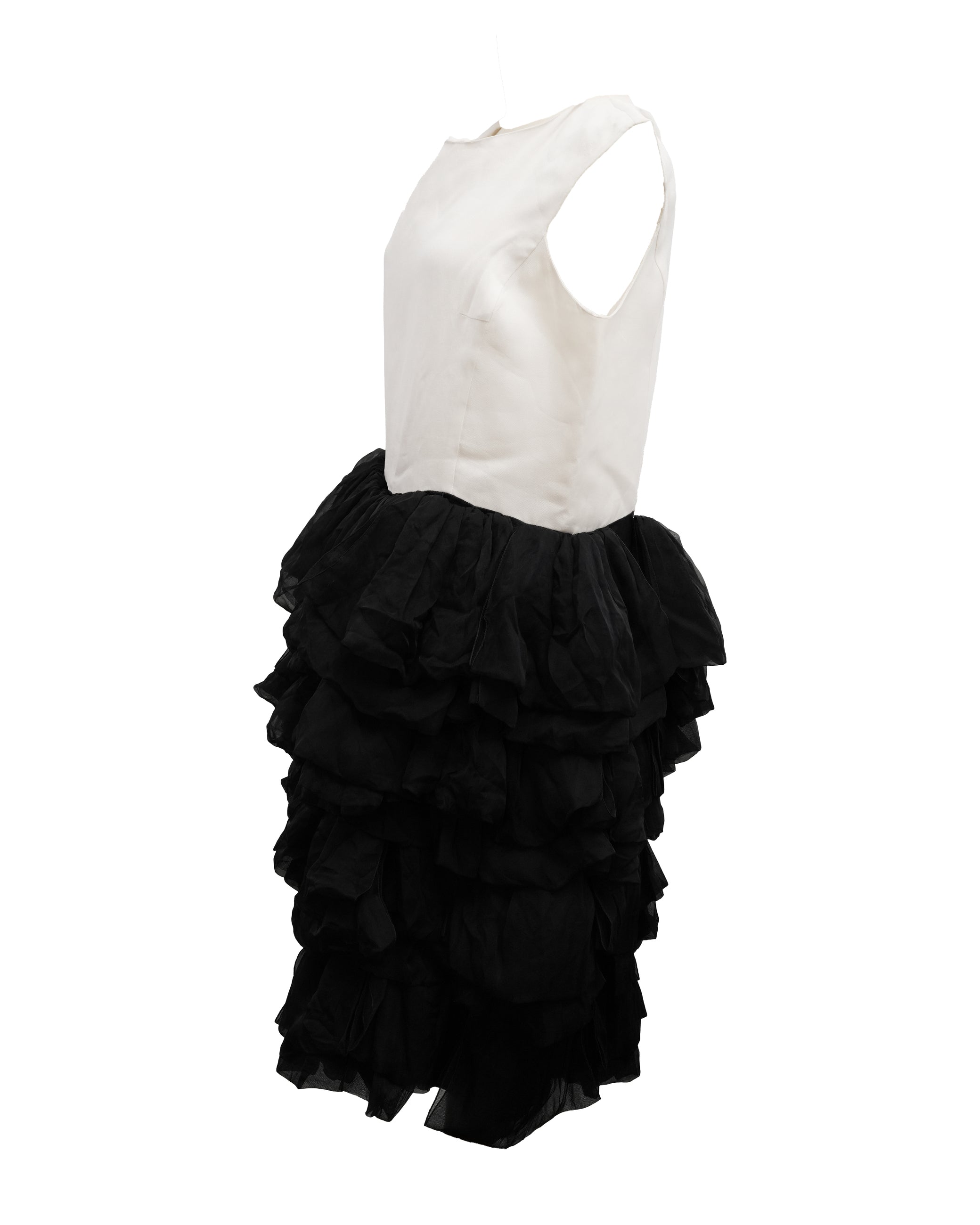 WHITE X BLACK RUFFLE DRESS