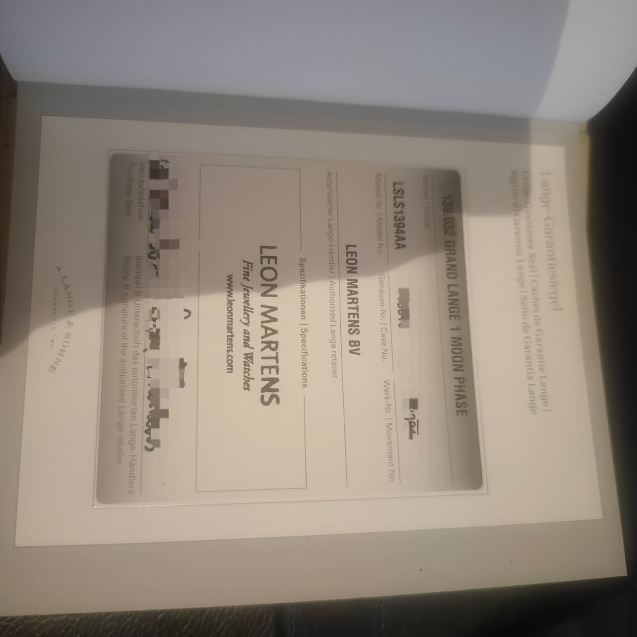 GRAND LANGE 1 MOONPHASE ROSEGOLD SILVER DIAL (2015)