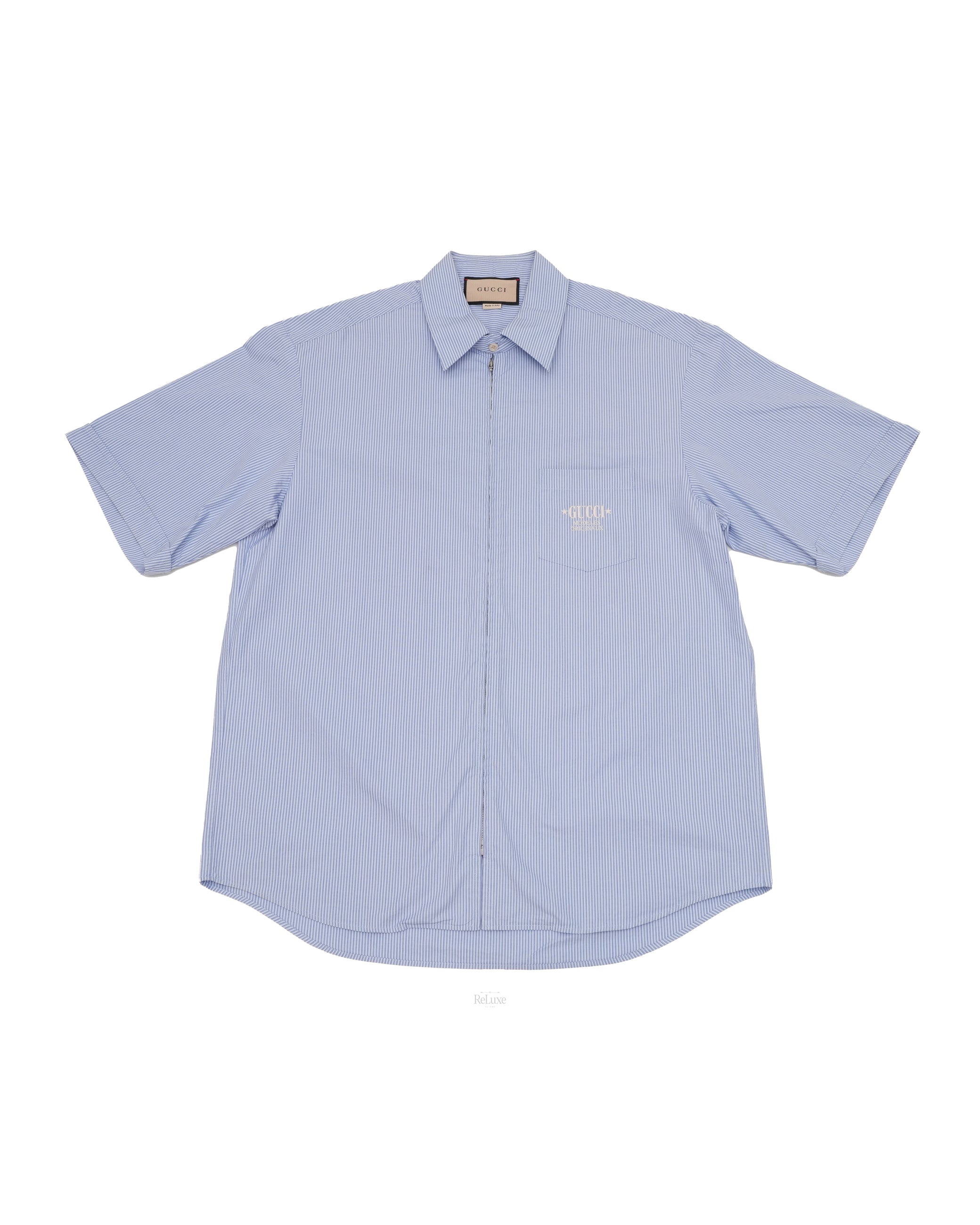 EMBROIDERY LOGO COTTON SHIRT BLUE