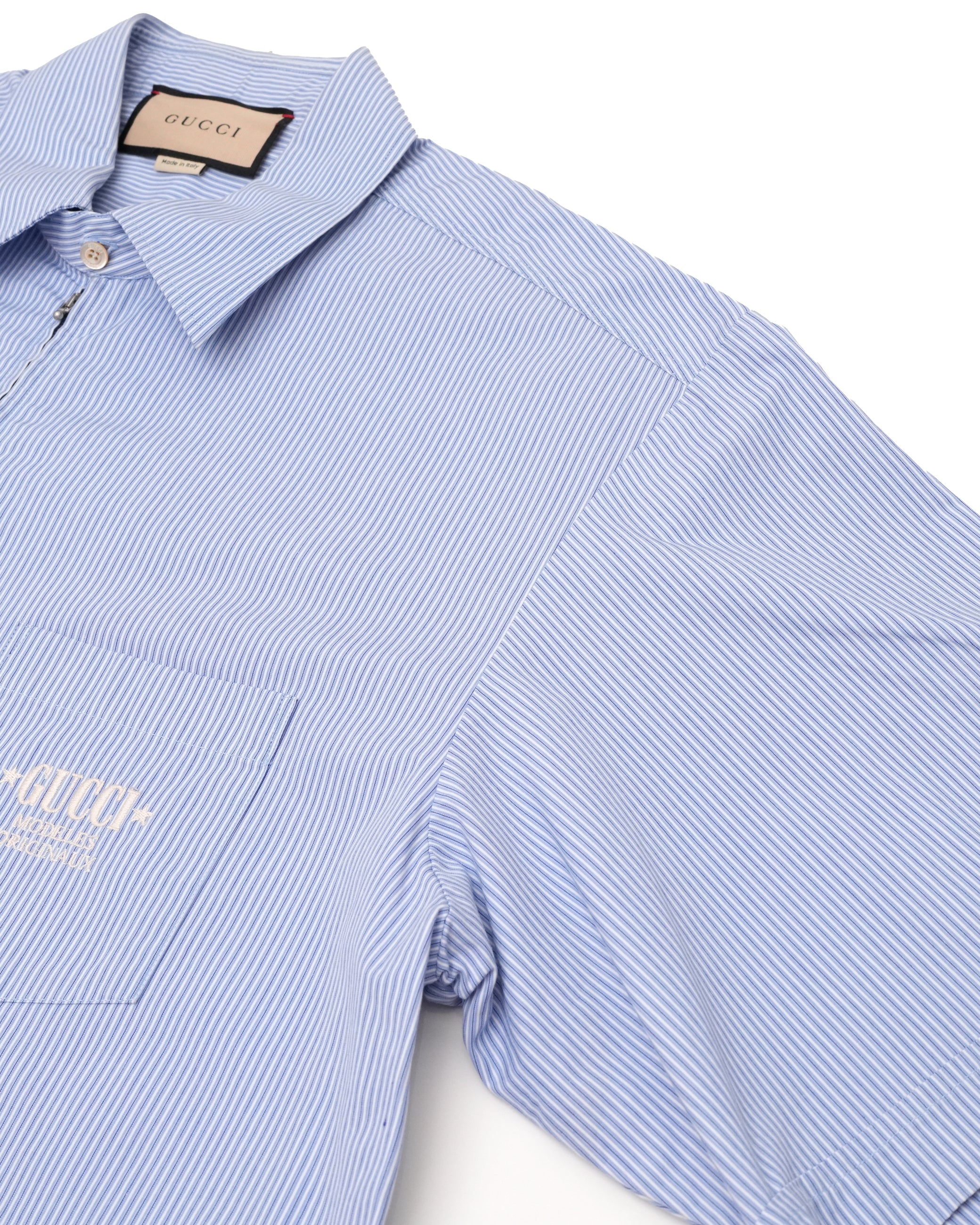 EMBROIDERY LOGO COTTON SHIRT BLUE