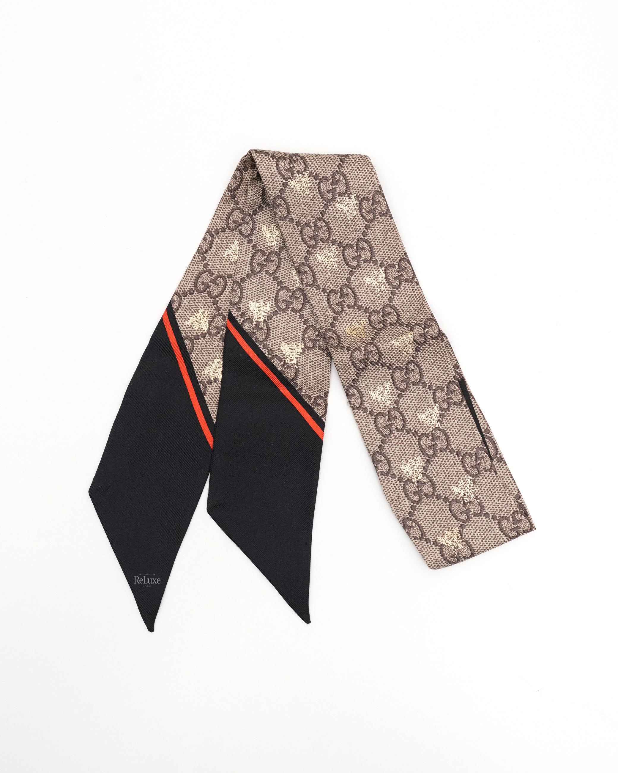 GG AND BEE-JACQUARD SILK-TWILL SCARF