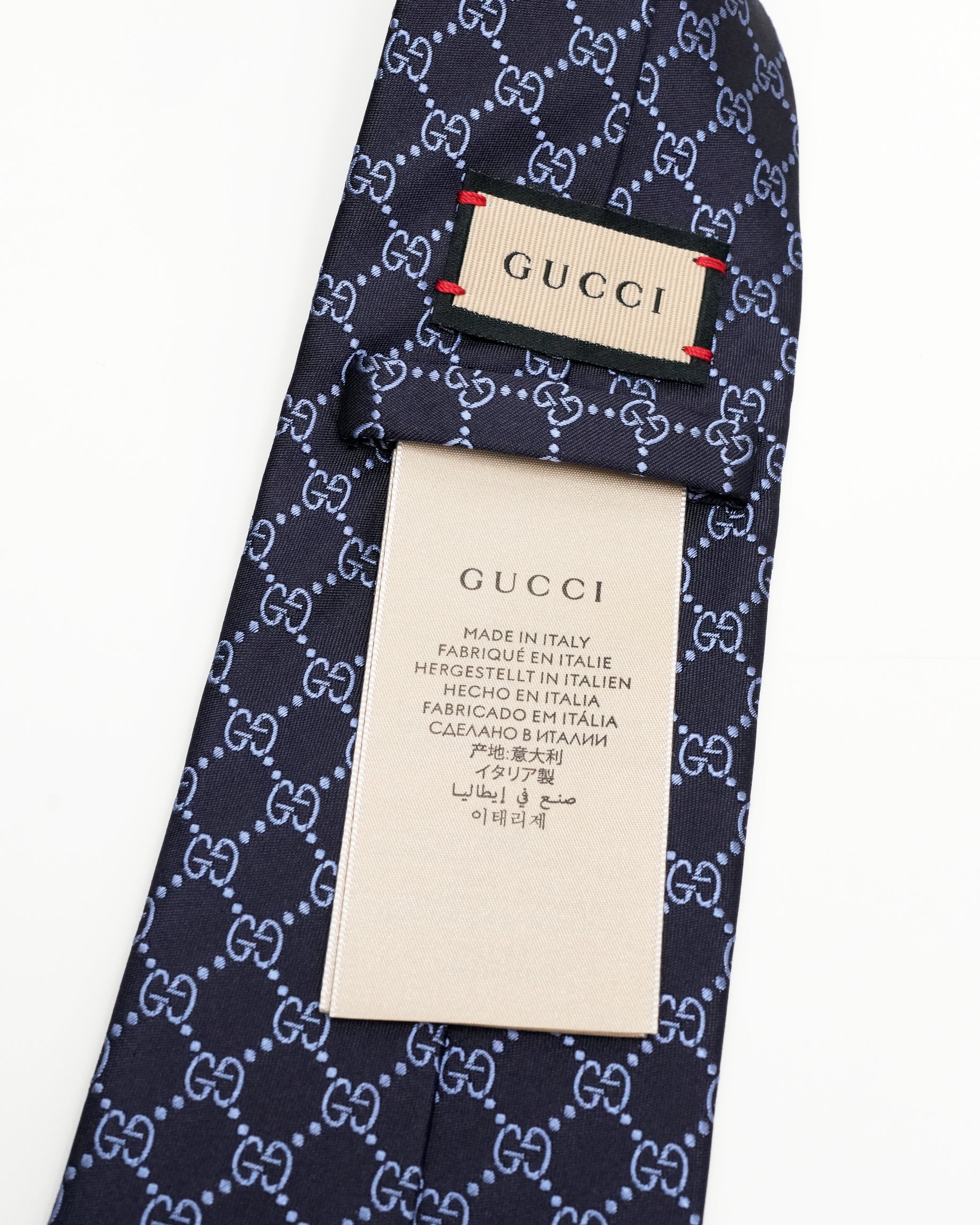 GUCCISSIMA NECKTIE SILK NAVY X BLUE