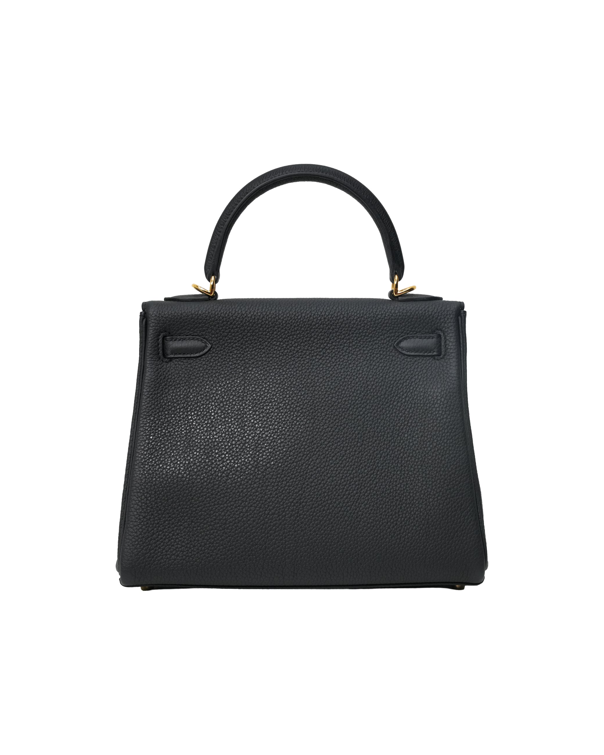 KELLY 25 RETOURNE BLACK TOGO LEATHER  GOLD HARDWARE STAMP B