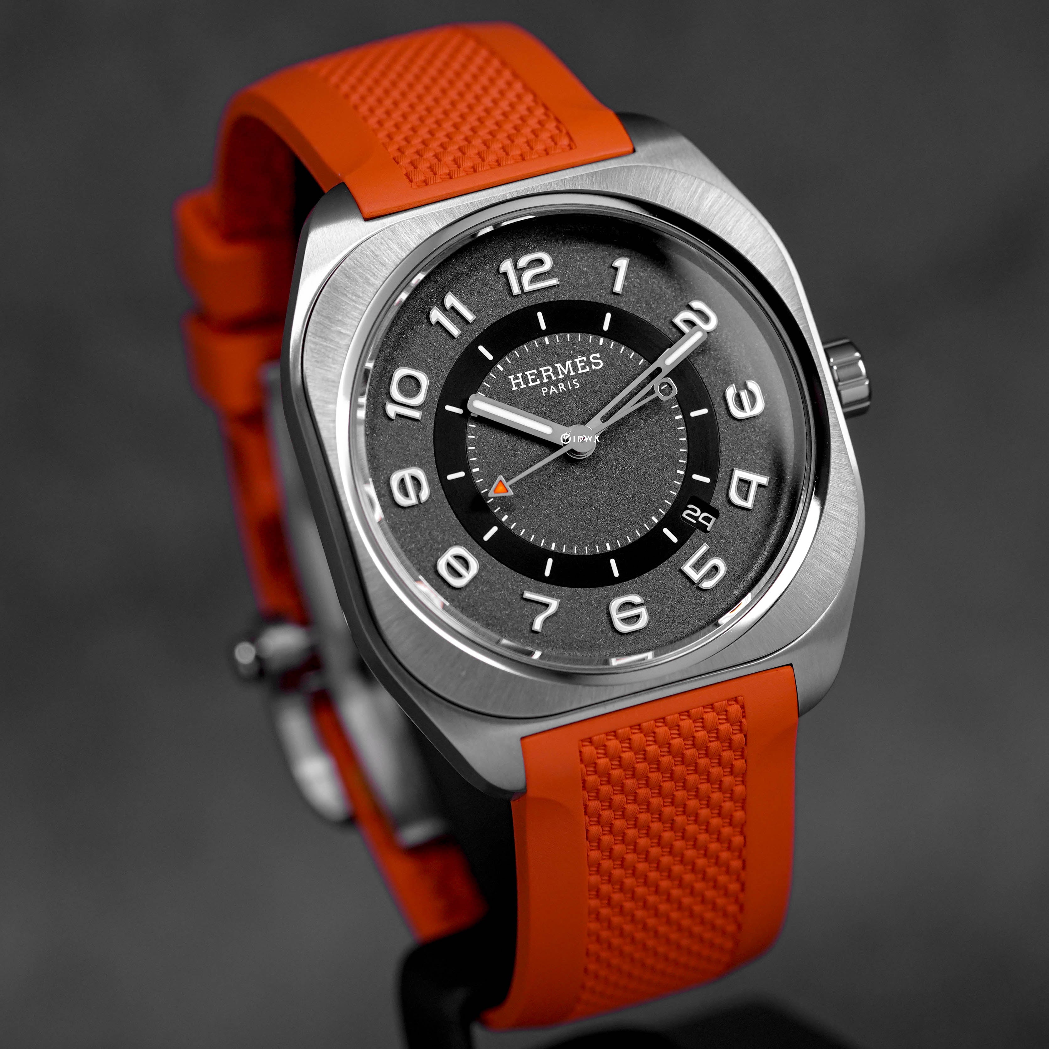 H08 TITANIUM BLACK DIAL ORANGE RUBBER STRAP (2023)