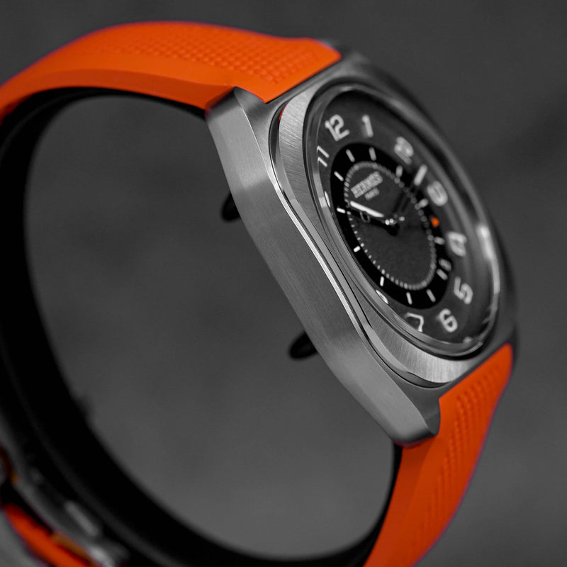 H08 TITANIUM BLACK DIAL ORANGE RUBBER STRAP (2023)