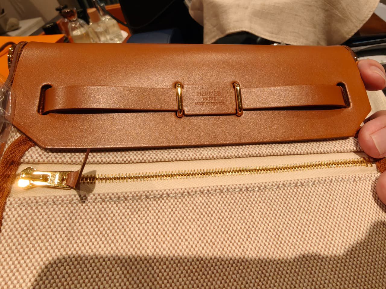 HERBAG ZIP MINI 20 FAUVE in BEIGE TOILE CANVAS GOLD HARDWARE W (2025)