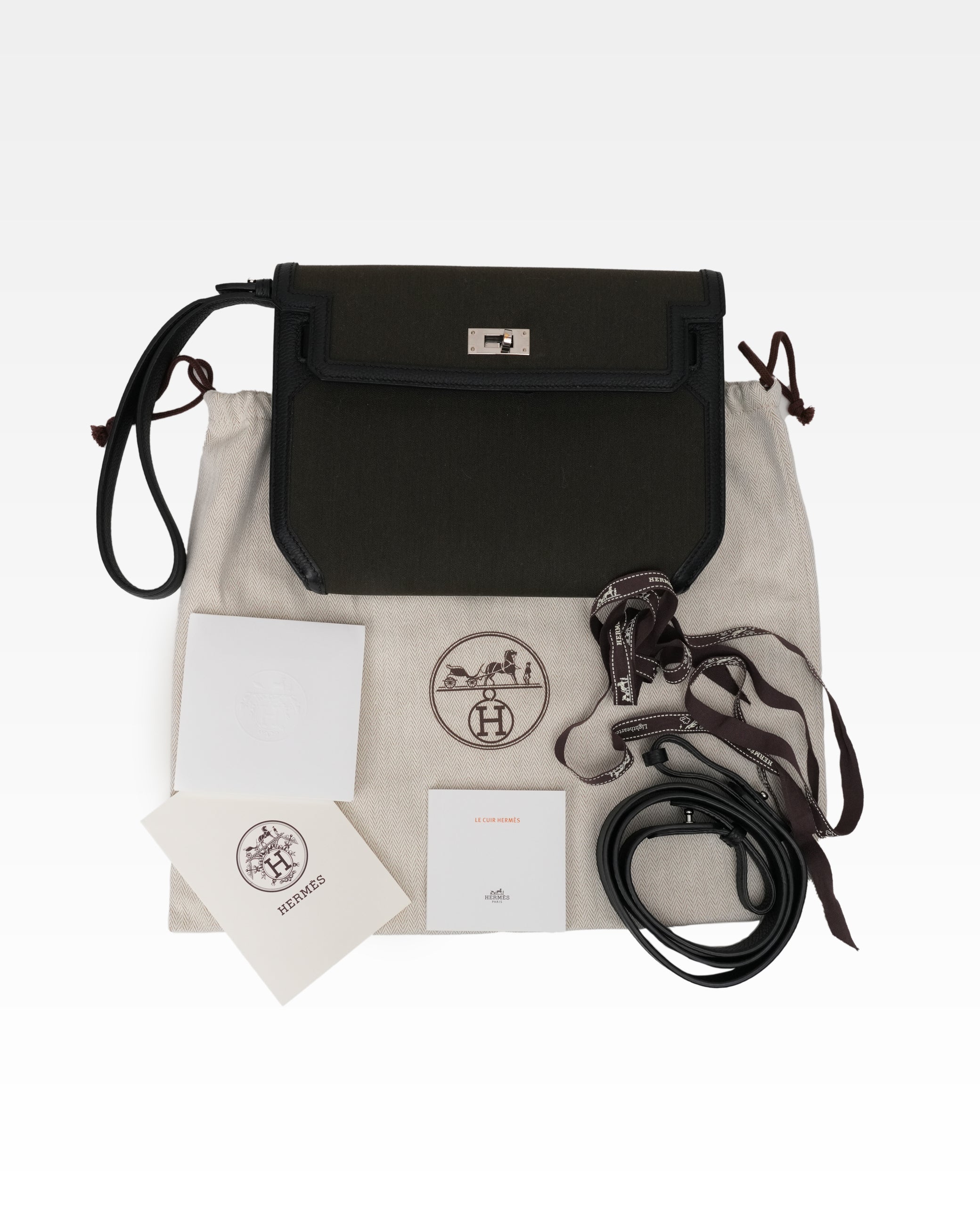 KELLY DEPECHE 25 WOLLYCOT CANVAS TOGO PALADIUM HARDWARE POUCH