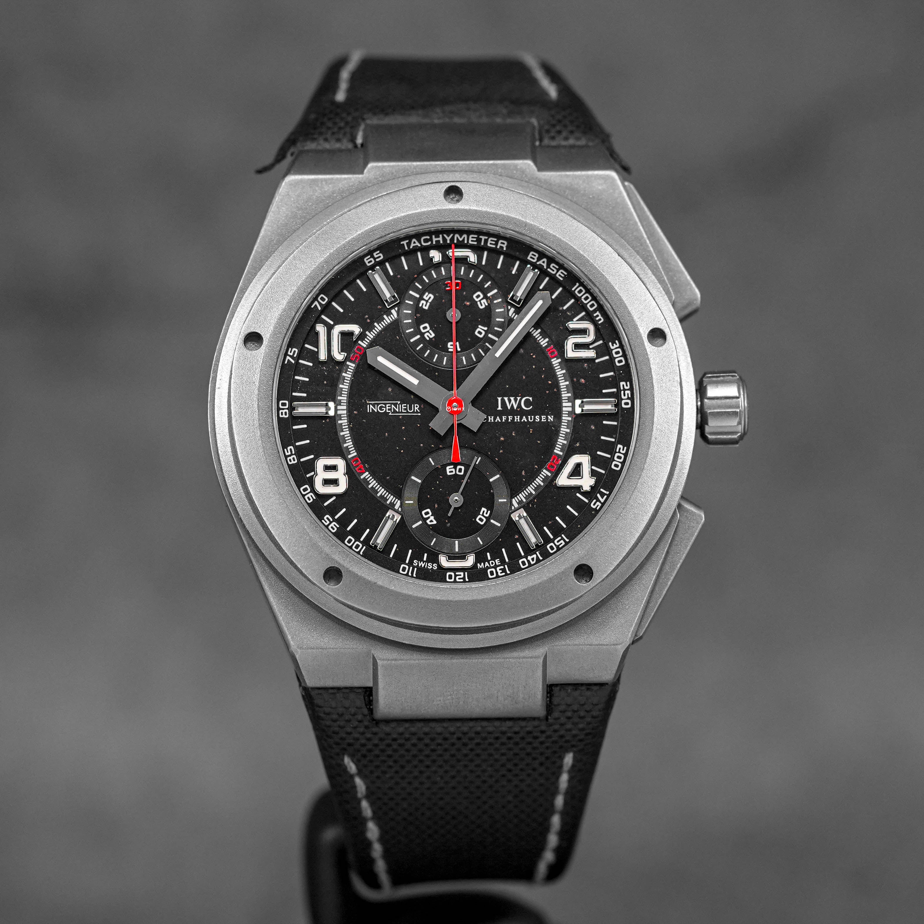 IWC INGENIEUR CHRONOGRAPH AMG TITANIUM BLACK DIAL SMALL SECONDS WATCH ONLY IDWX