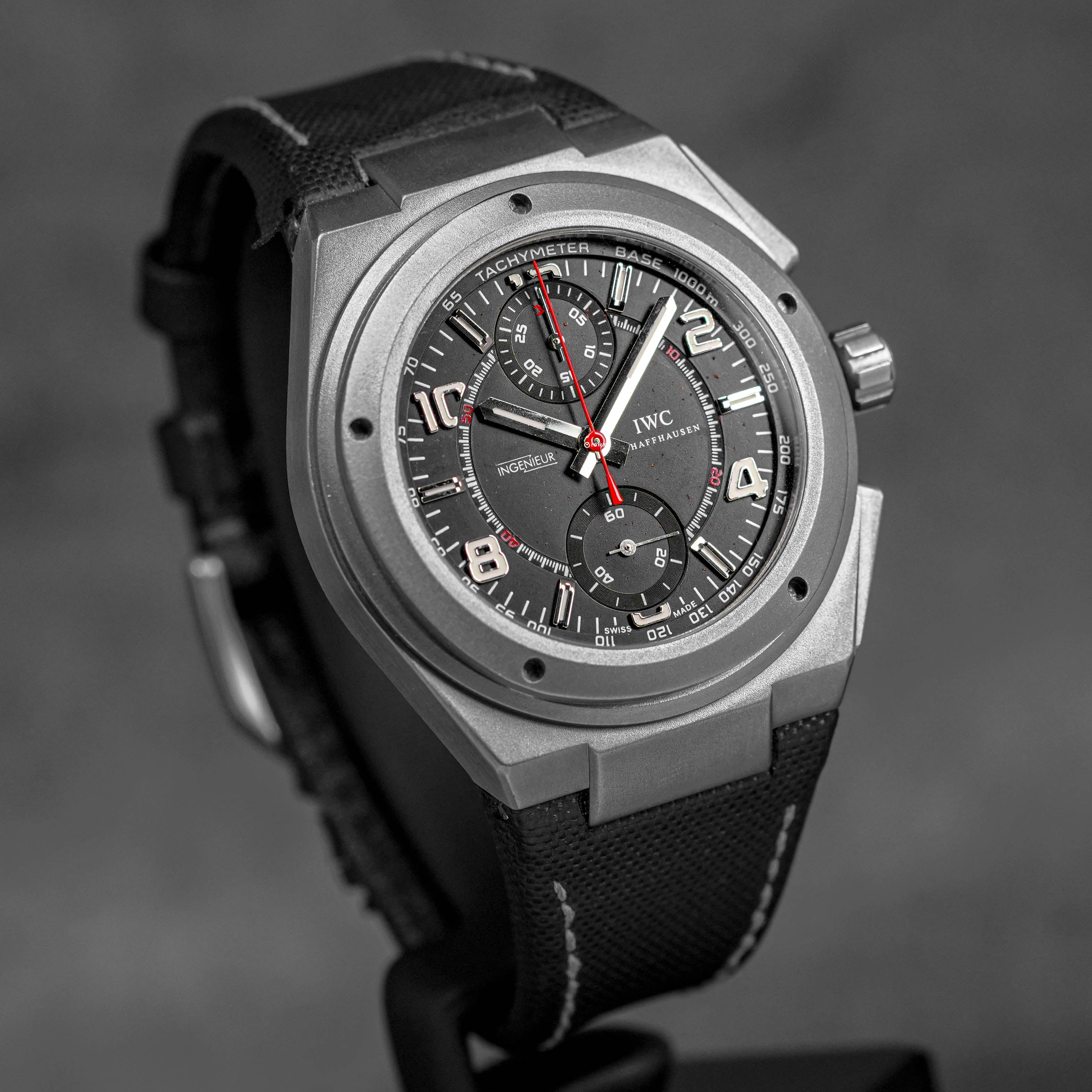 IWC INGENIEUR CHRONOGRAPH AMG TITANIUM BLACK DIAL SMALL SECONDS WATCH ONLY IDWX