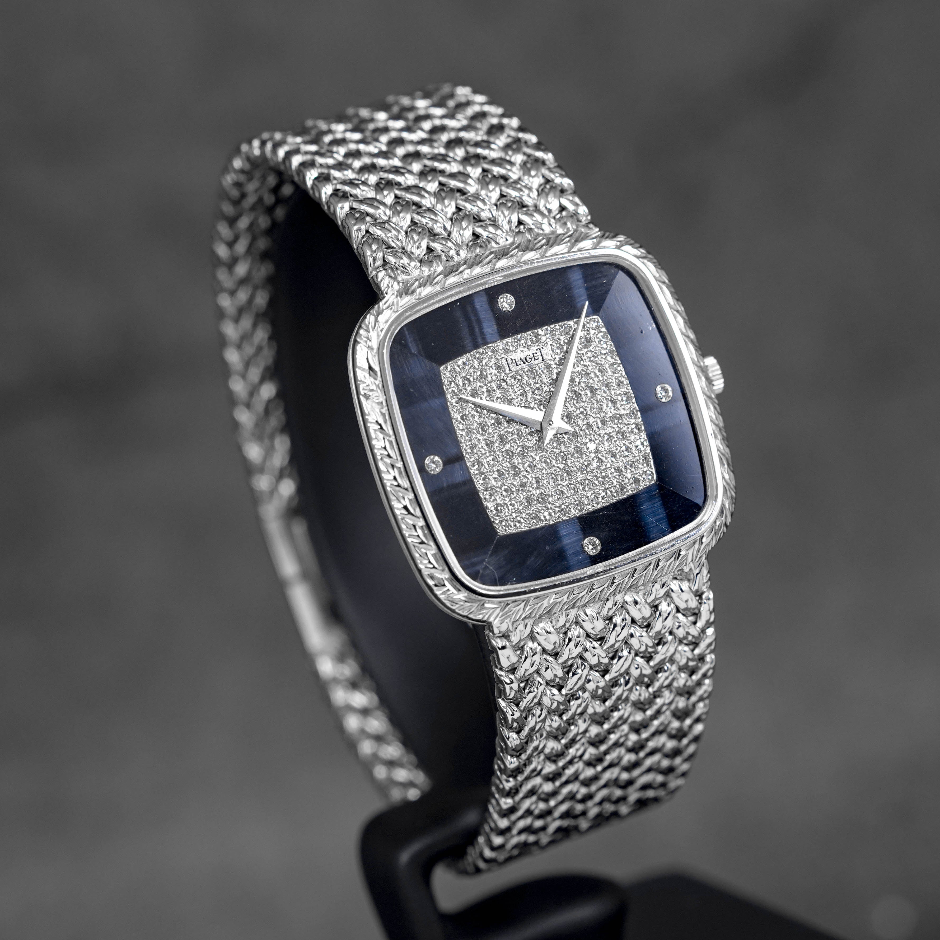 VINTAGE WHITEGOLD 4-DIAMOND 'HAWK EYE' PAVE DIAMOND DIAL (WATCH ONLY)
