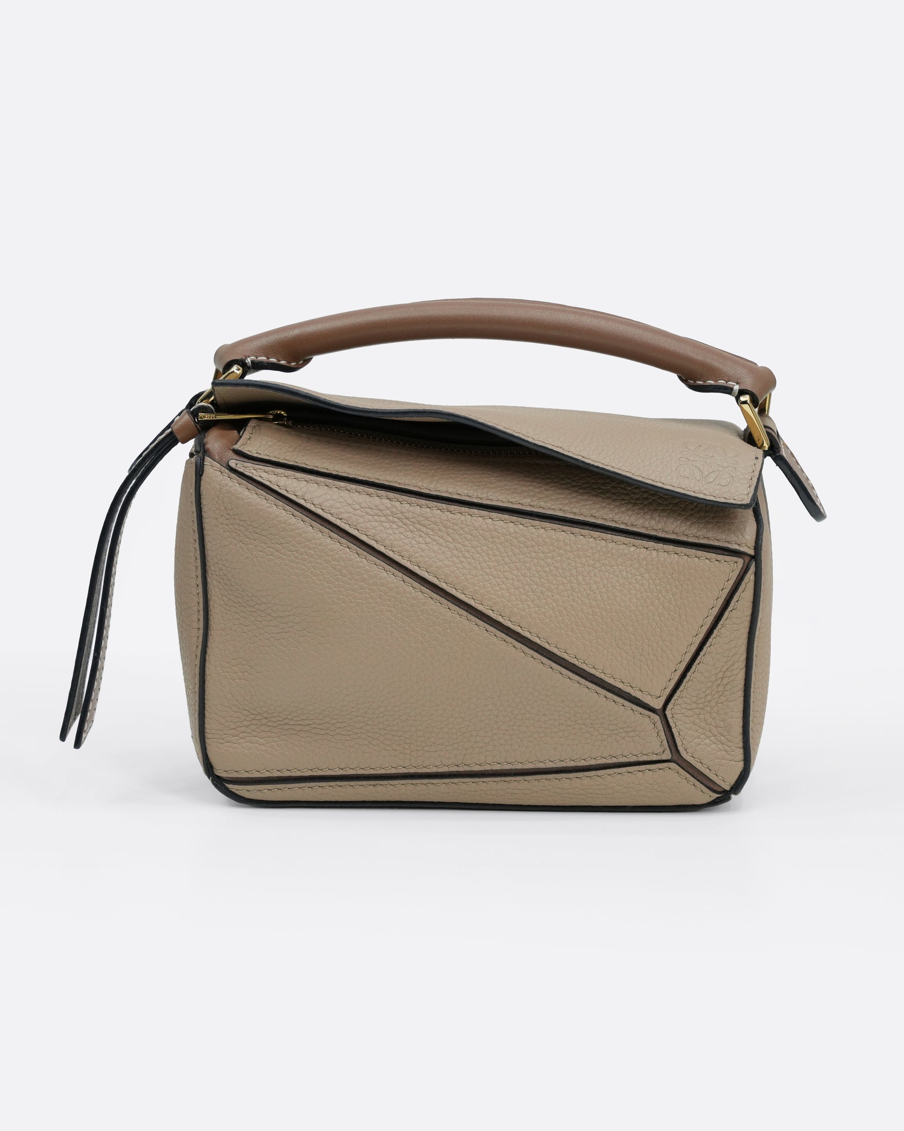 LOEWE MINI PUZZLE BAG LEATHER BEIGE - BROWN - IDWX