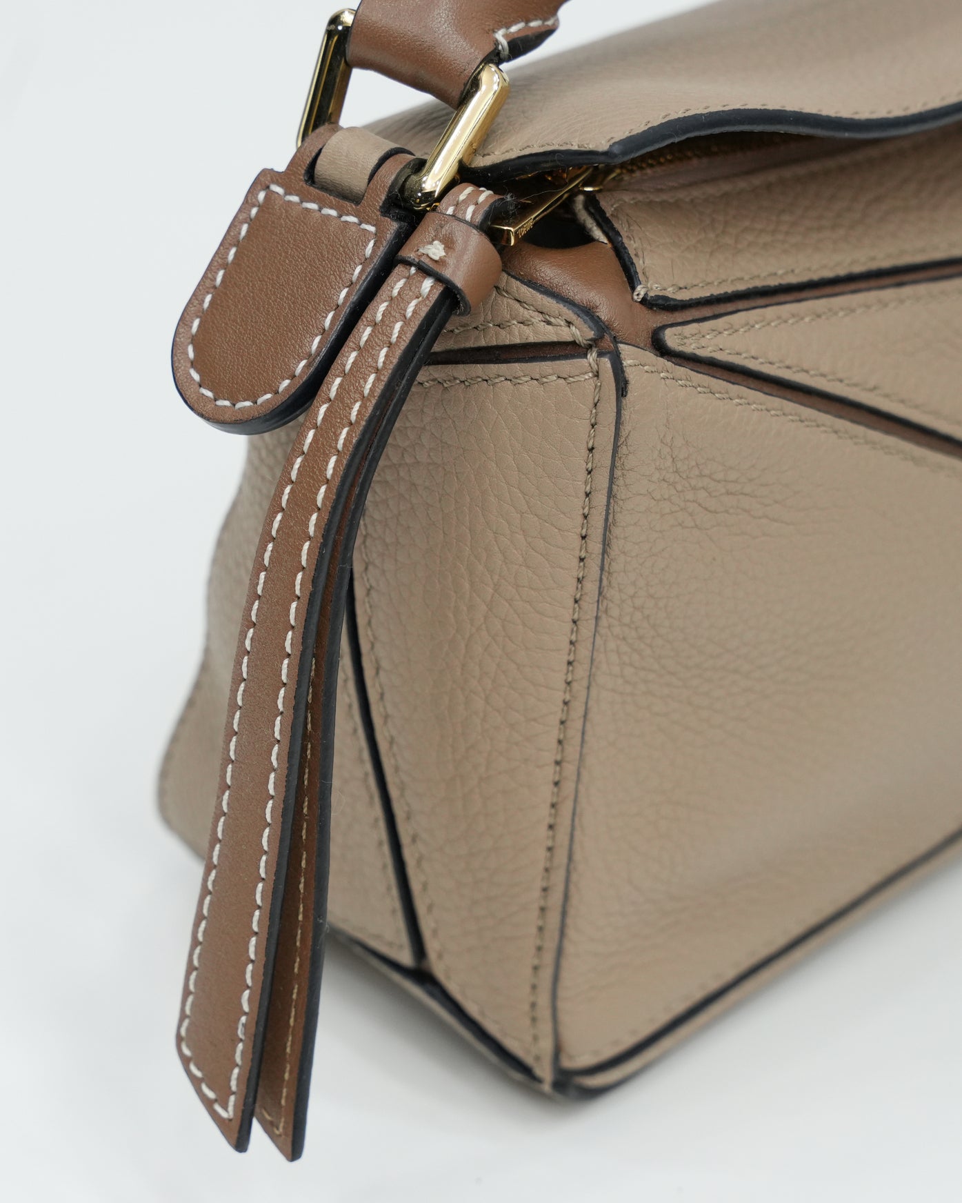 LOEWE MINI PUZZLE BAG LEATHER BEIGE - BROWN - IDWX