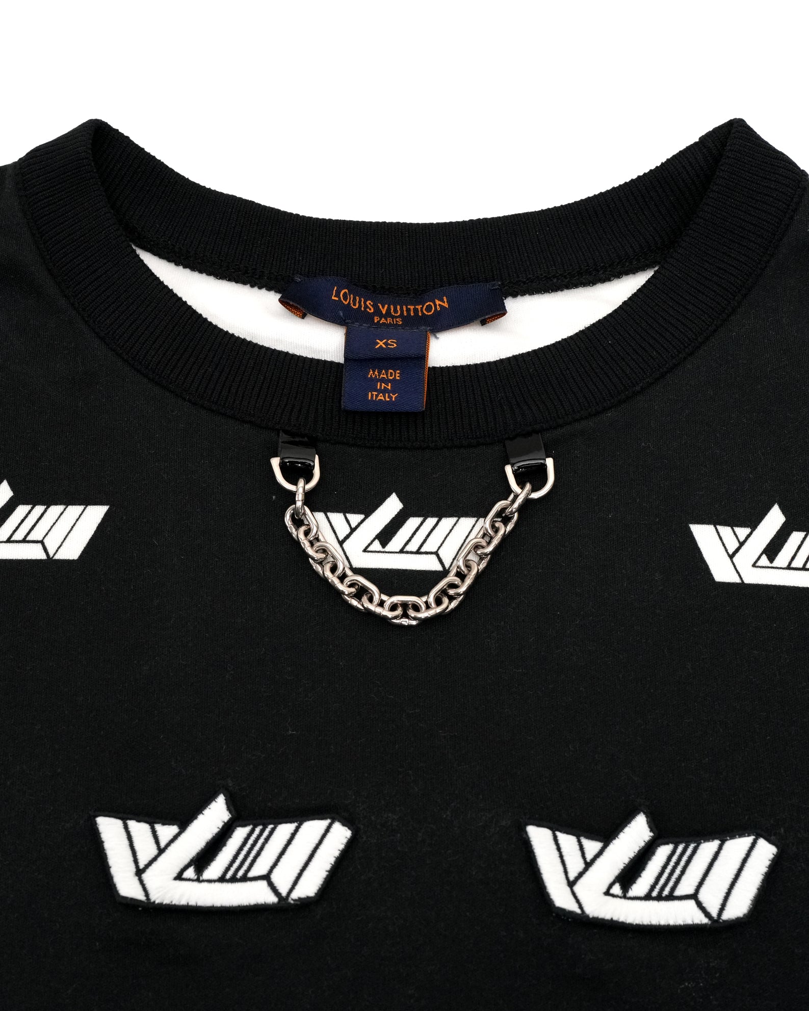 LOUIS VUITTON Tシャツ・カットソー 黒x白(総柄) 4103424L0025 LOUIS VUITTON 22SS COTTON T-SHIRT BLACK X WHITE - IDWX