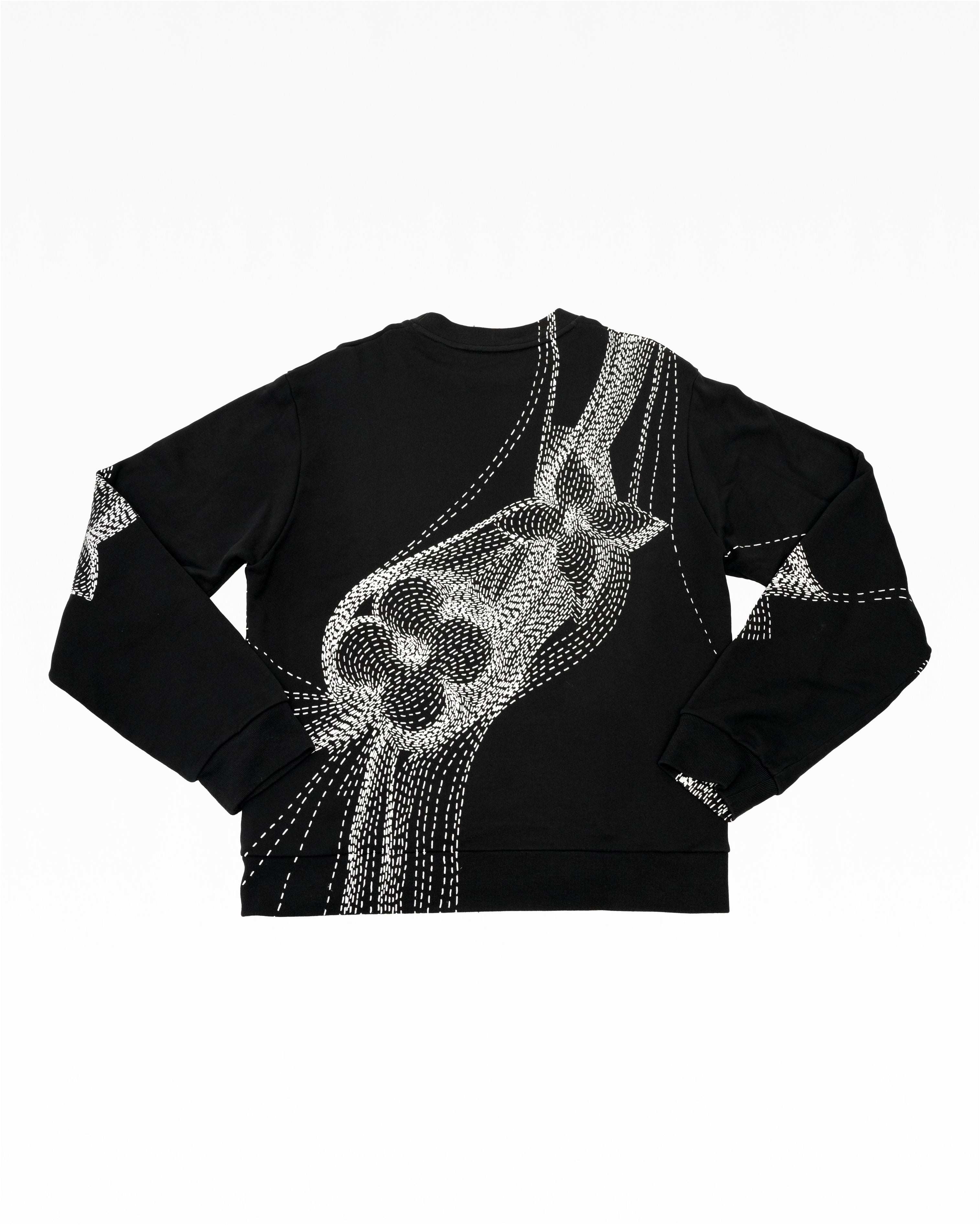 20AW COTTON SWEATER BLACK FLOWER PRINTED