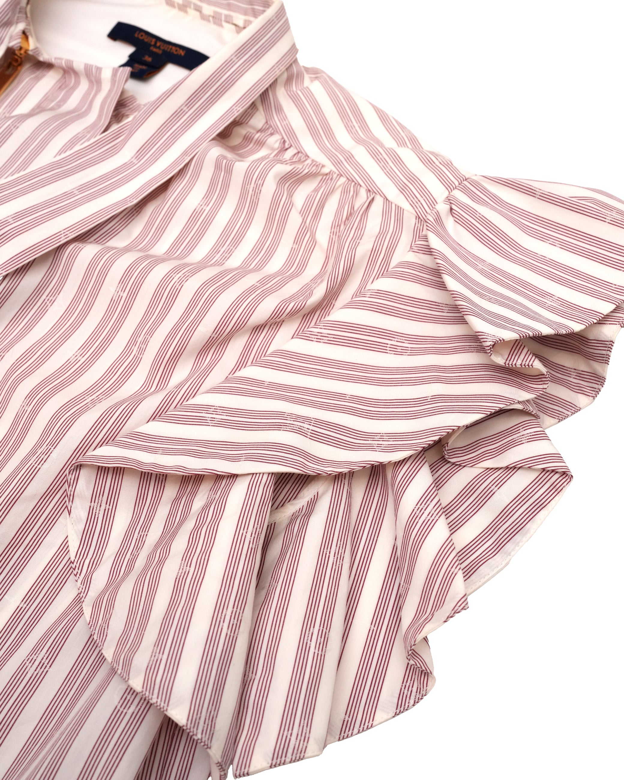 LADIES SHIRT WITH ZIPPER STRIPES PINK X WHITE SIZE 36