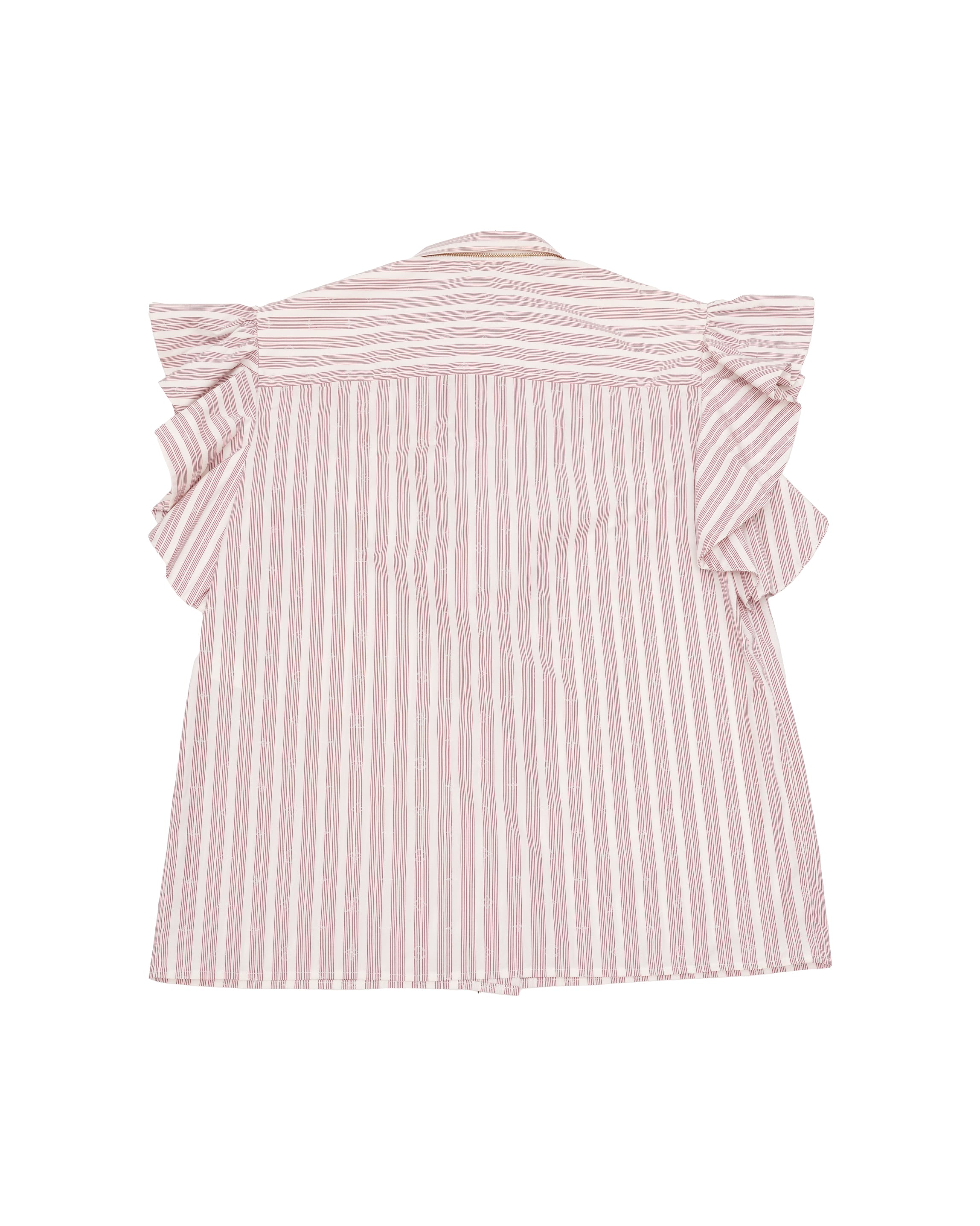 LADIES SHIRT WITH ZIPPER STRIPES PINK X WHITE SIZE 36